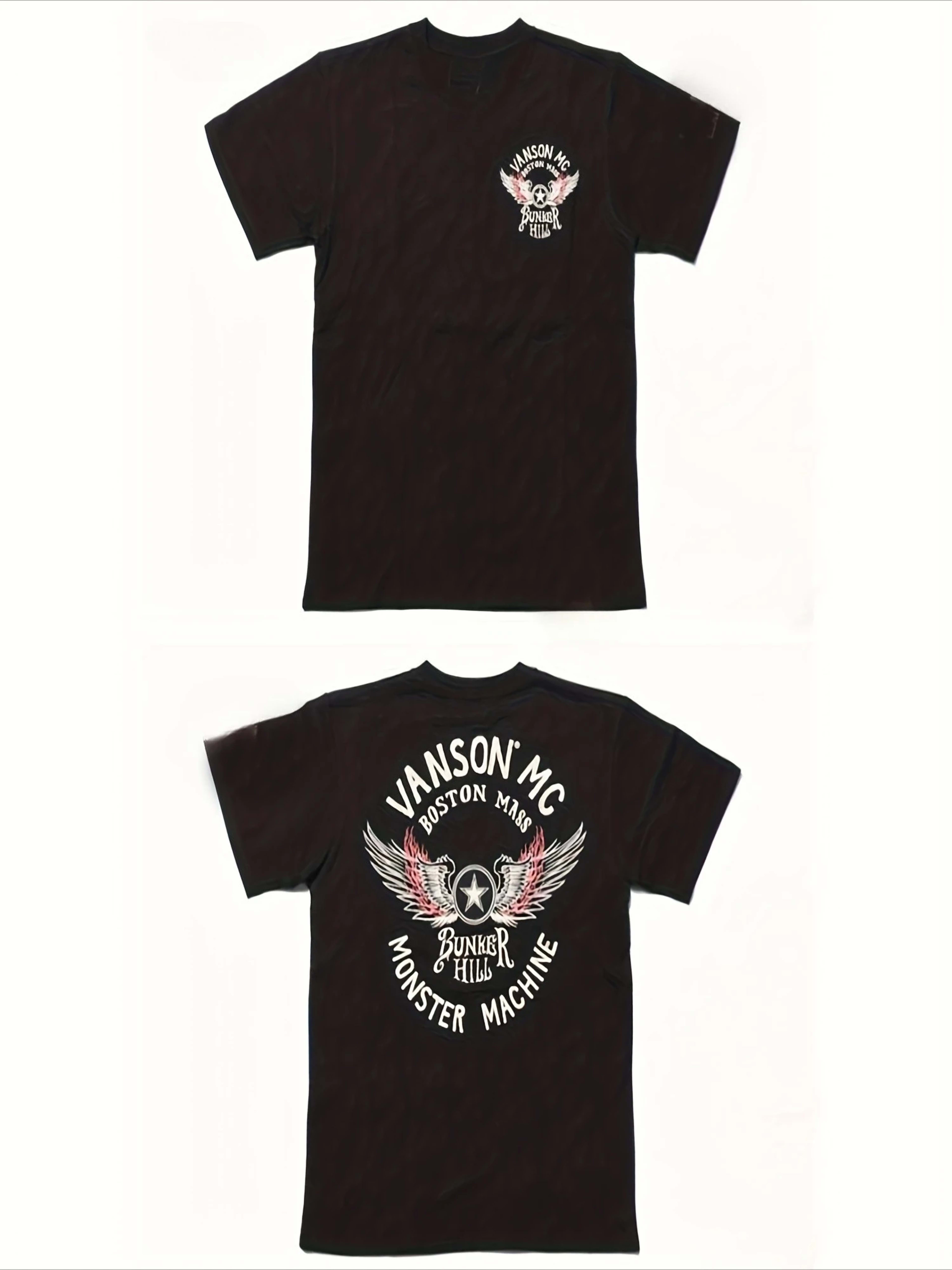 Men's T-shirt - Black Casual Short-sleeved Top with White and Red Wing Design, Suitable for Daily Wear, Gym Trips and Pa