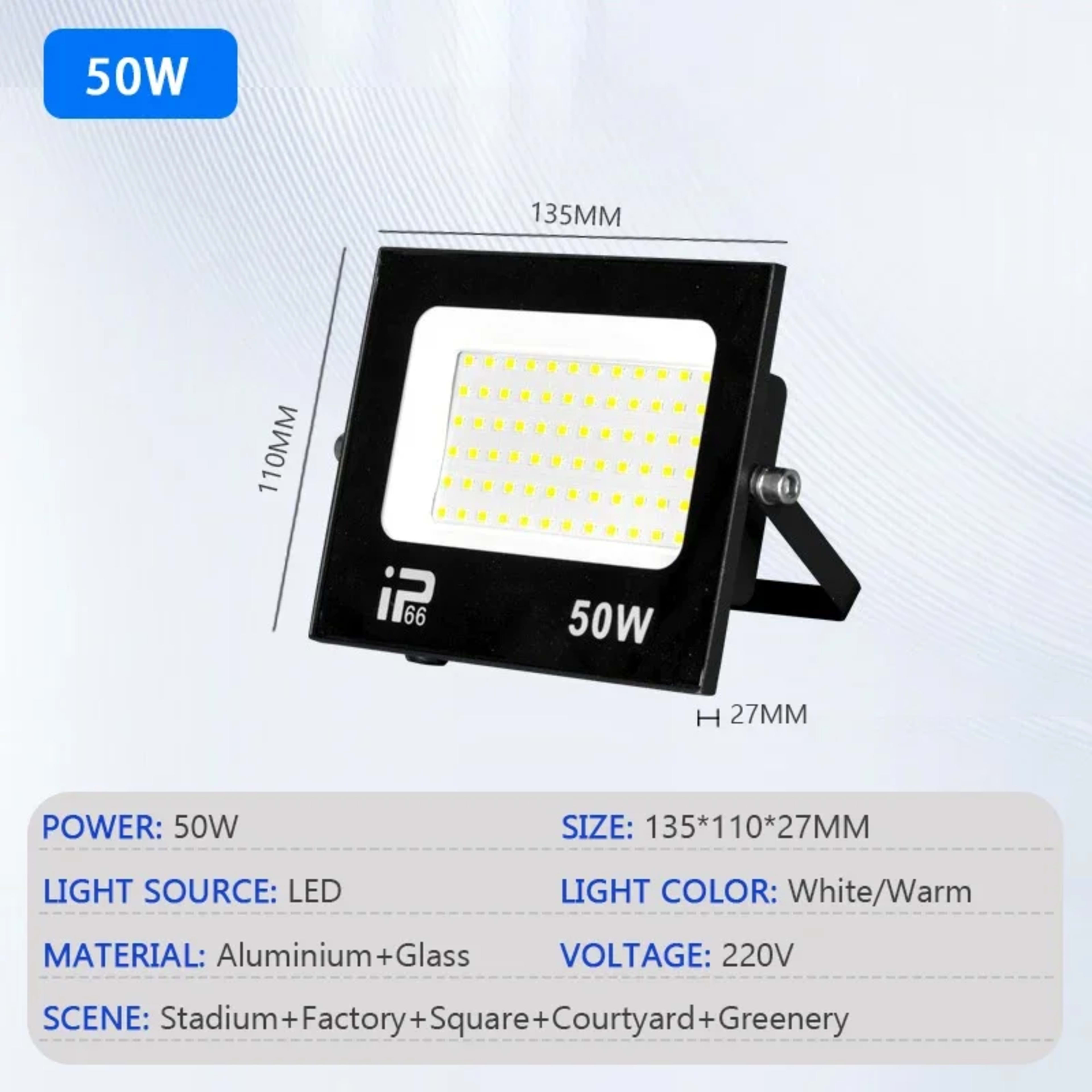 LED Floodlight Outdoor IP66 Waterproof Path Light Spotlight 10W 20W 30W 50W 100W 200W Outdoor Garden Porch Courtyard Lam 8