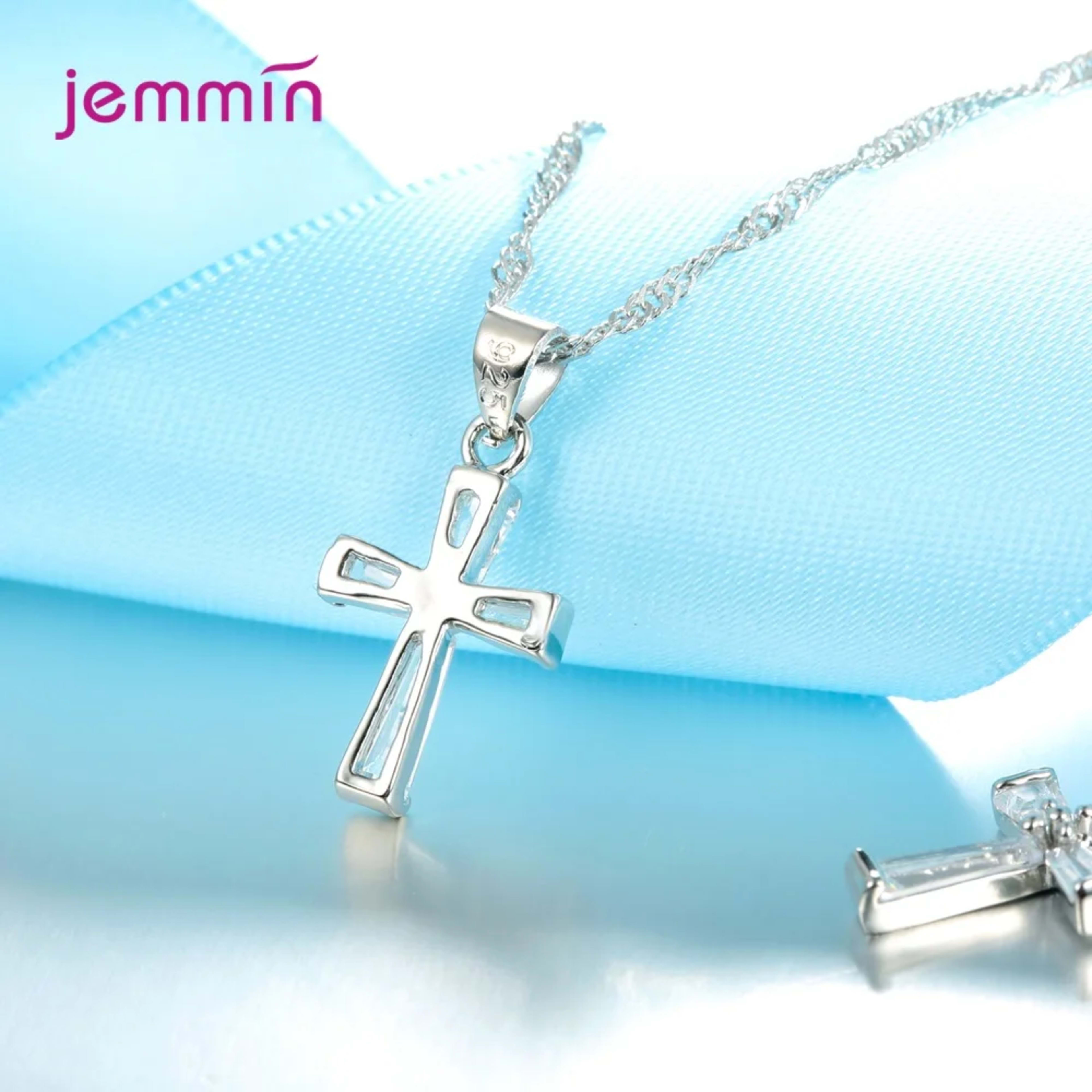 Fashion Jewelry Set For Women Girls 925 Silver  Jewelry Set Crossing Pendant Necklace Hoop Earrings Wedding Engagement 2