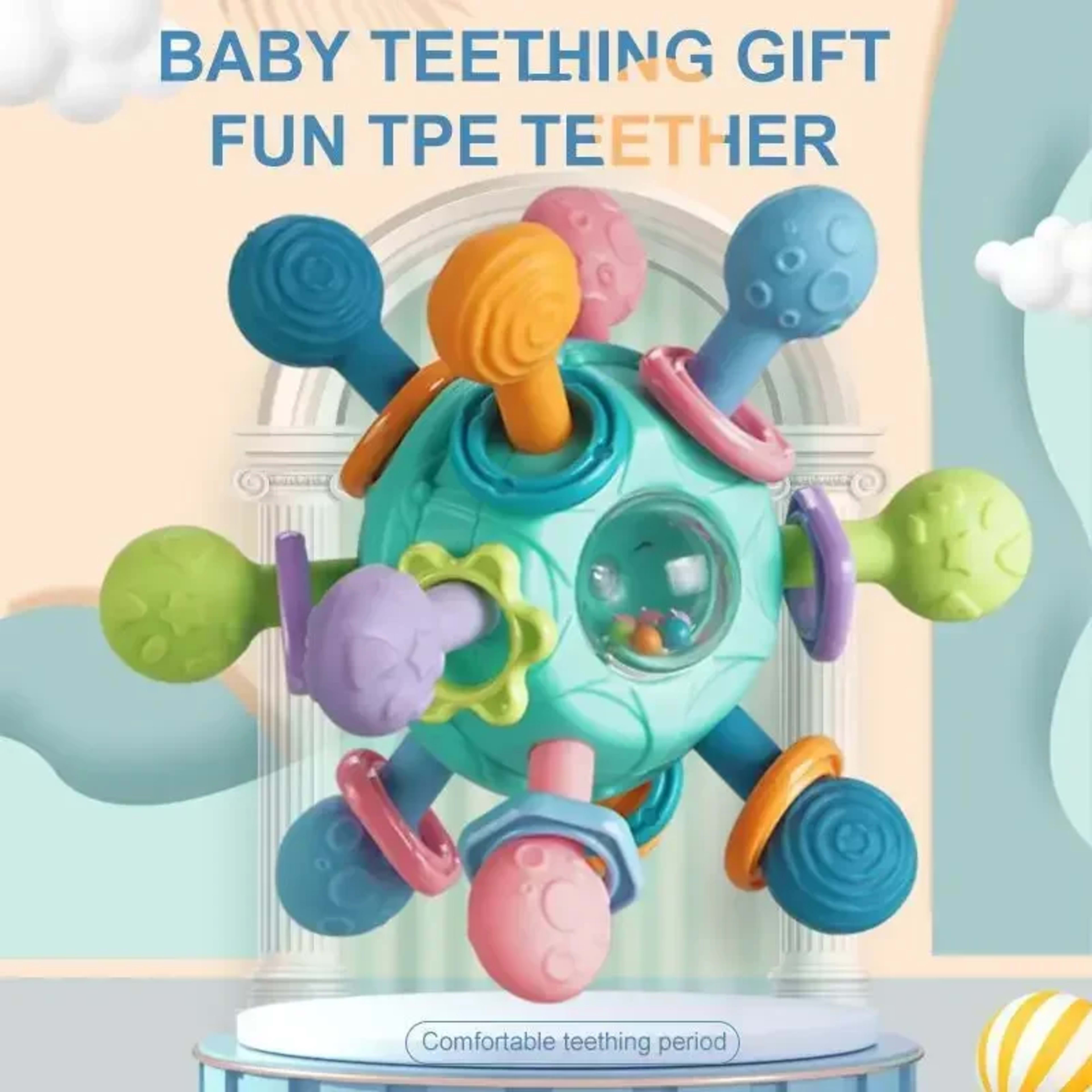 Baby Toys 0 12 Months Rotating Rattle Ball Grasping Activity Baby Development Toy Silicone Teether Baby Sensory Toys for 1
