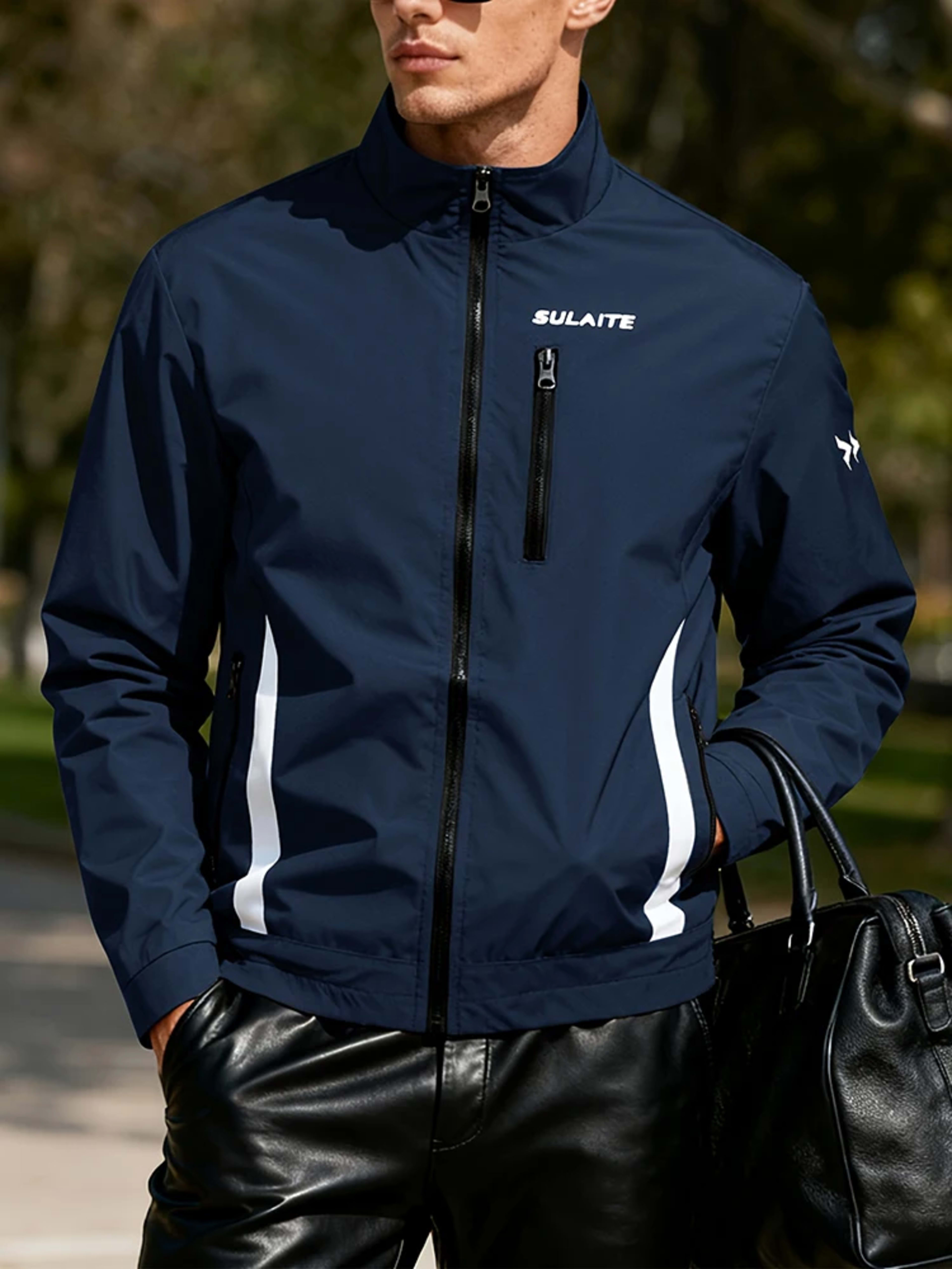 Men‘s Jacket Casual Stand Collar Jacket Spring Summer Lightweight Windbreaker Bomber Jacket Sportswear Breathable Coat C 2