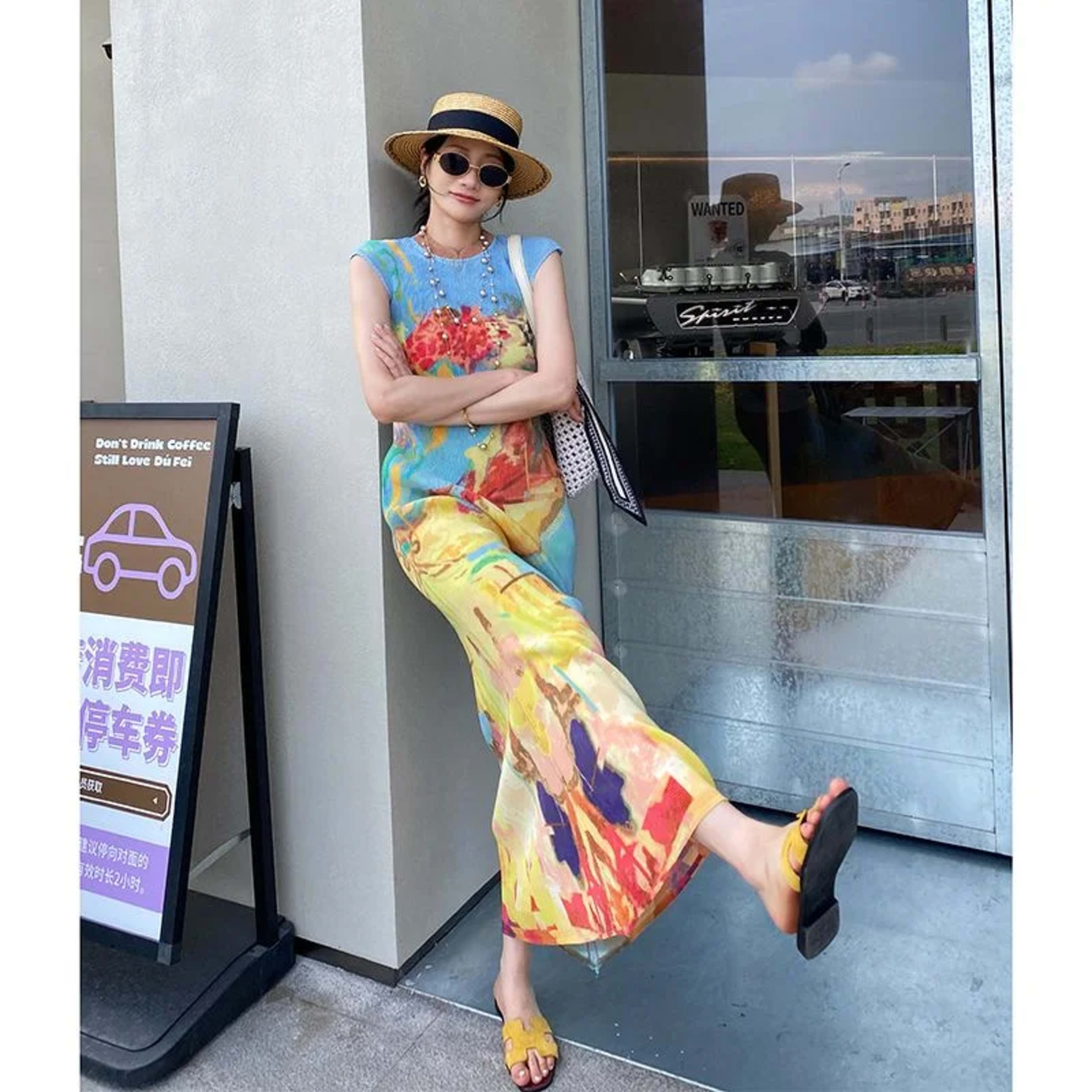 Womens Dresses Woman Clothes  Miyake High-grade Pleated Print Dress Chinese National Style Cheongsam Skirt Fishtail Skir 5