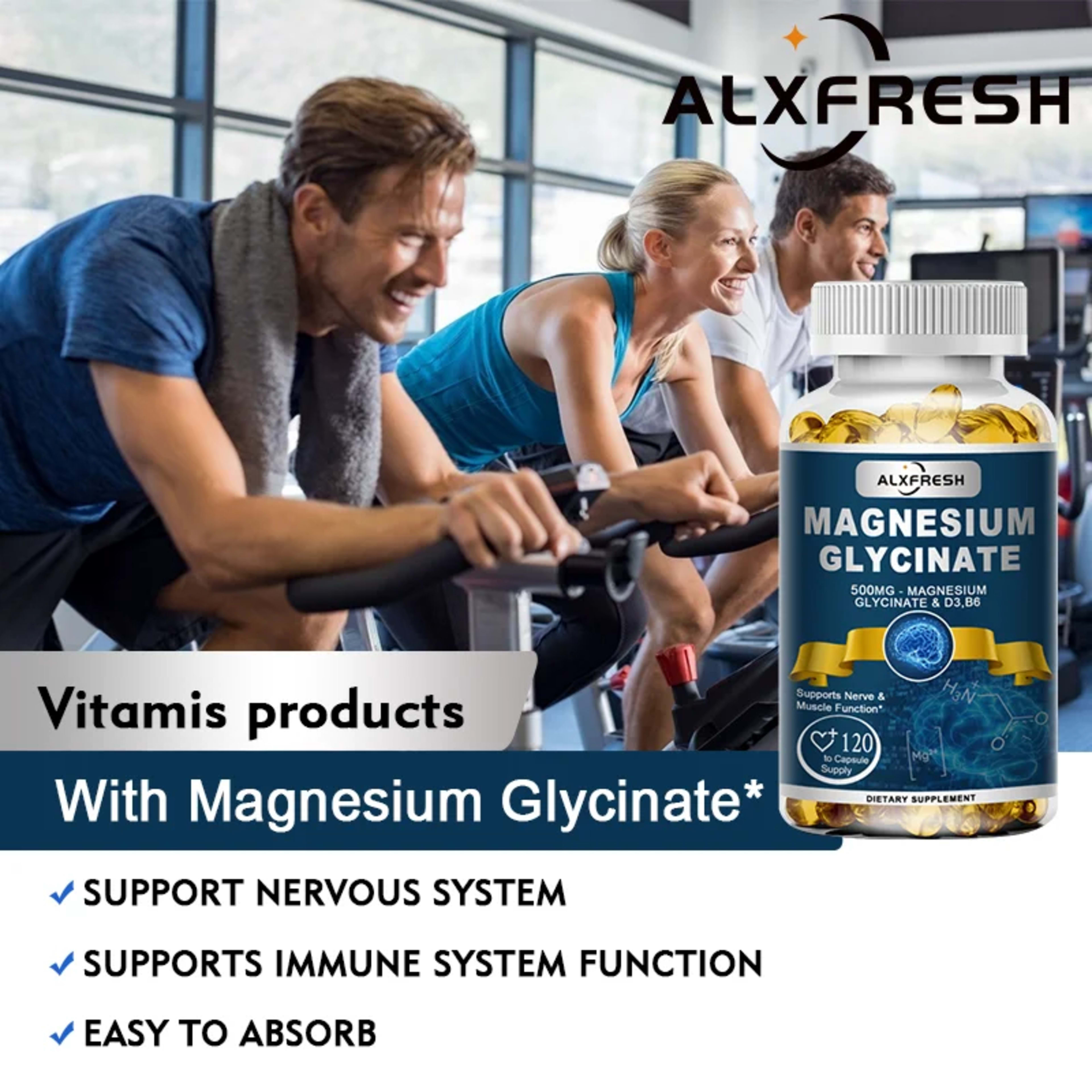 Magnesium Glycinate Supplement Zinc,Vitamin D3 B6, Support Muscle & Nervous, Immune System Tiredness Health 2