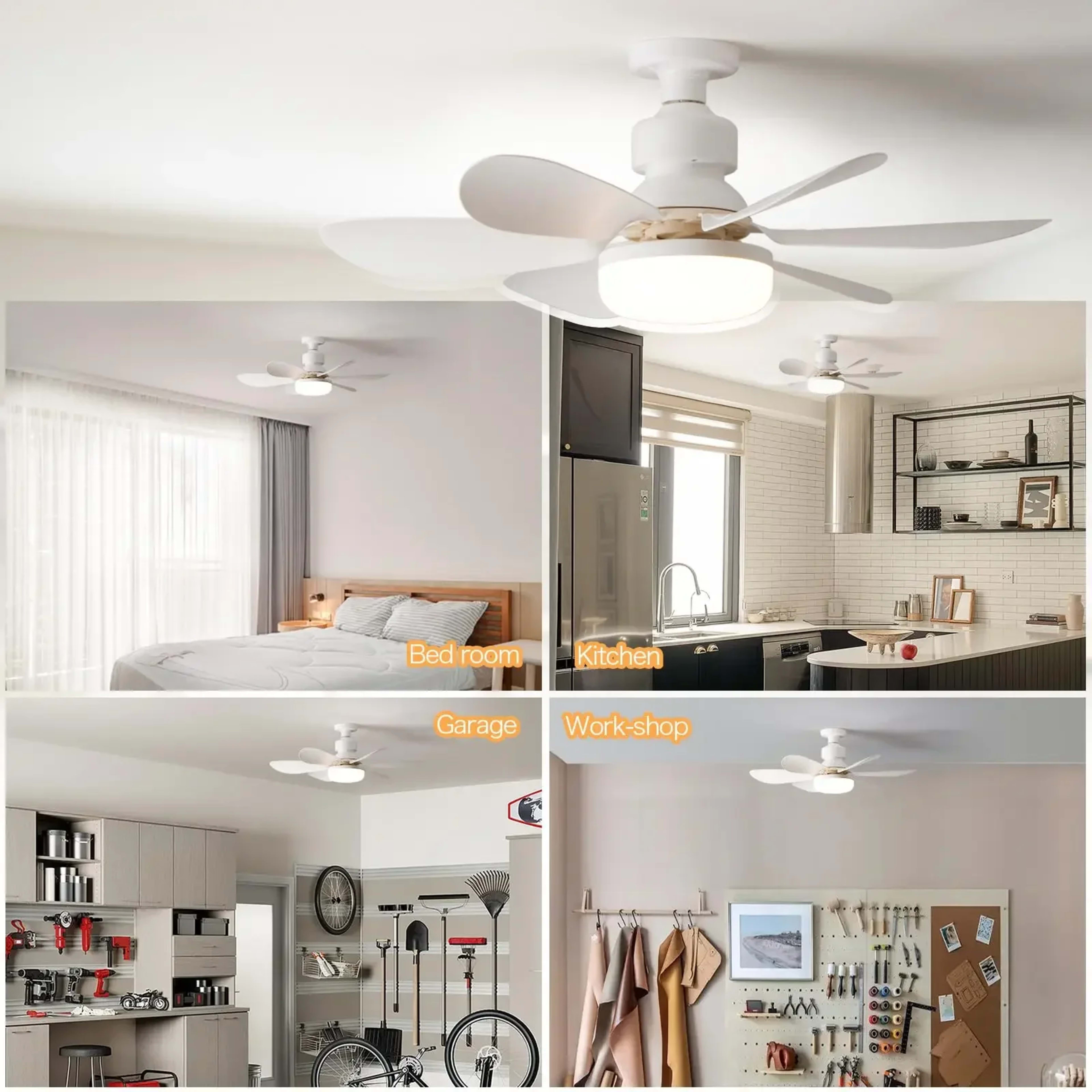 LED 40W ceiling fan light E27 with remote control for dimming, suitable for living room, study, household use, 85-265V 6