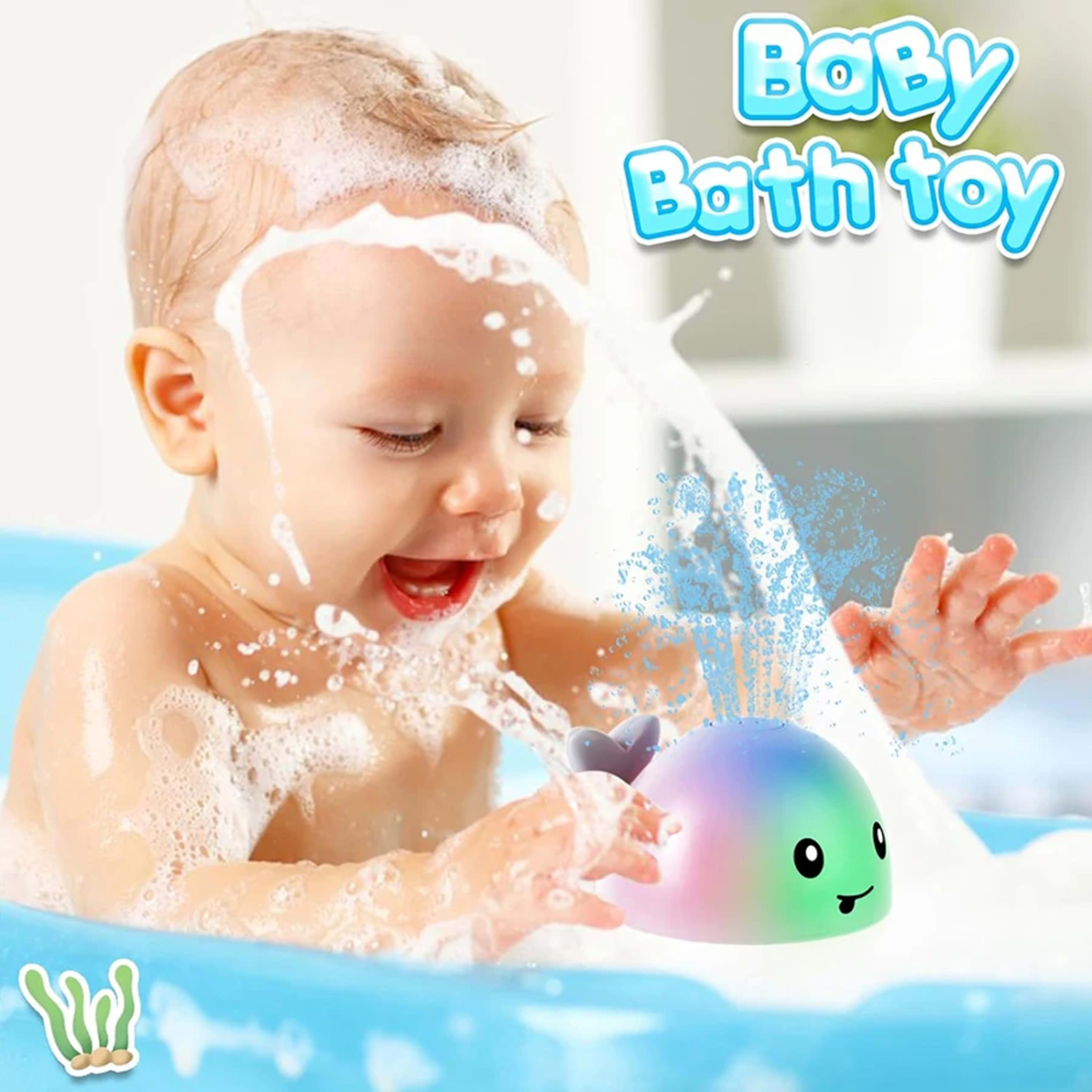 Baby Bath Toys Light up Bath Toys for Kids Baby Whale Bath Toy Sprinkler Toddler Fountain Bathtub Pool Water Table Toys  4