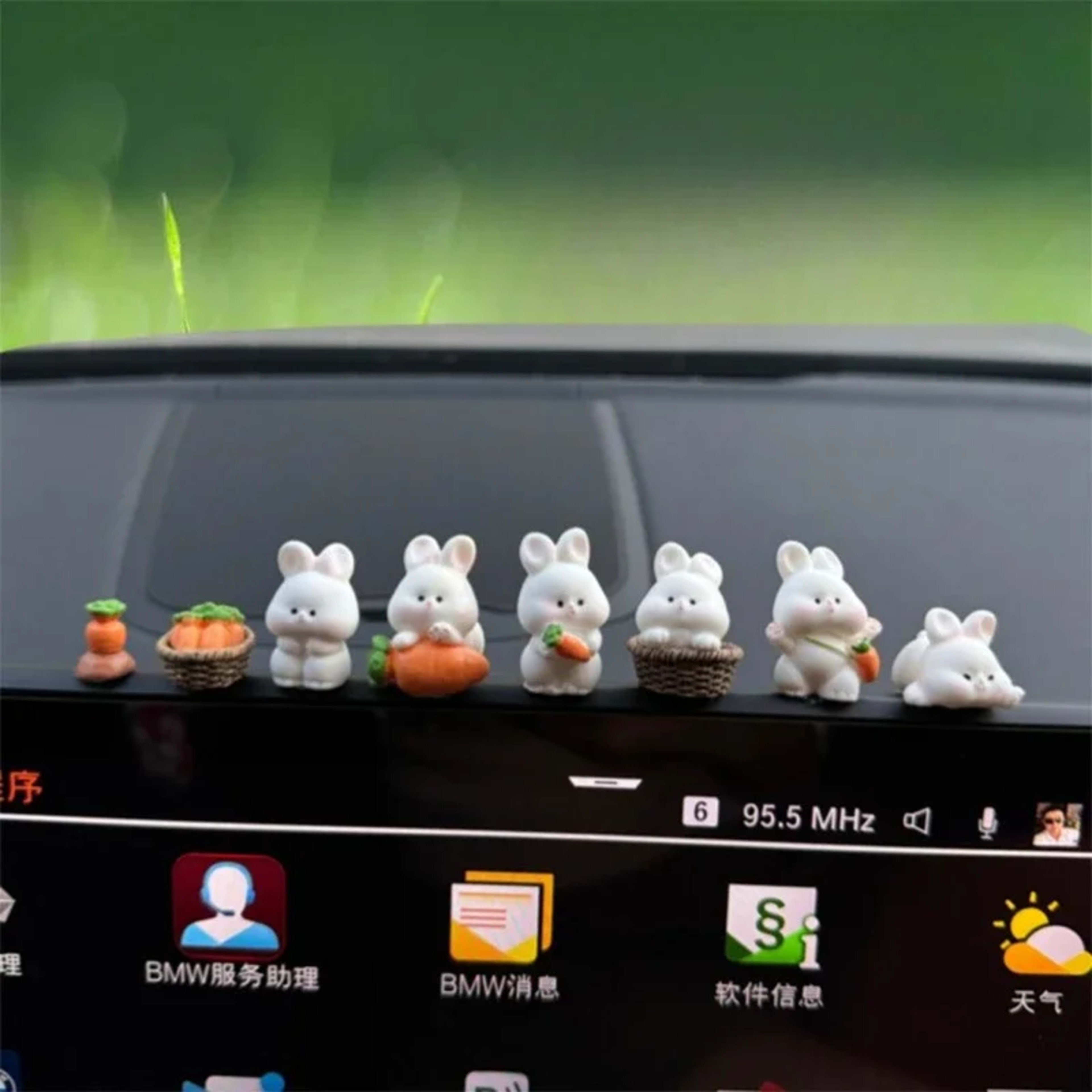 Car interior accessories, car center console decorations, cute bunny car accessories, electric vehicle accessories 2
