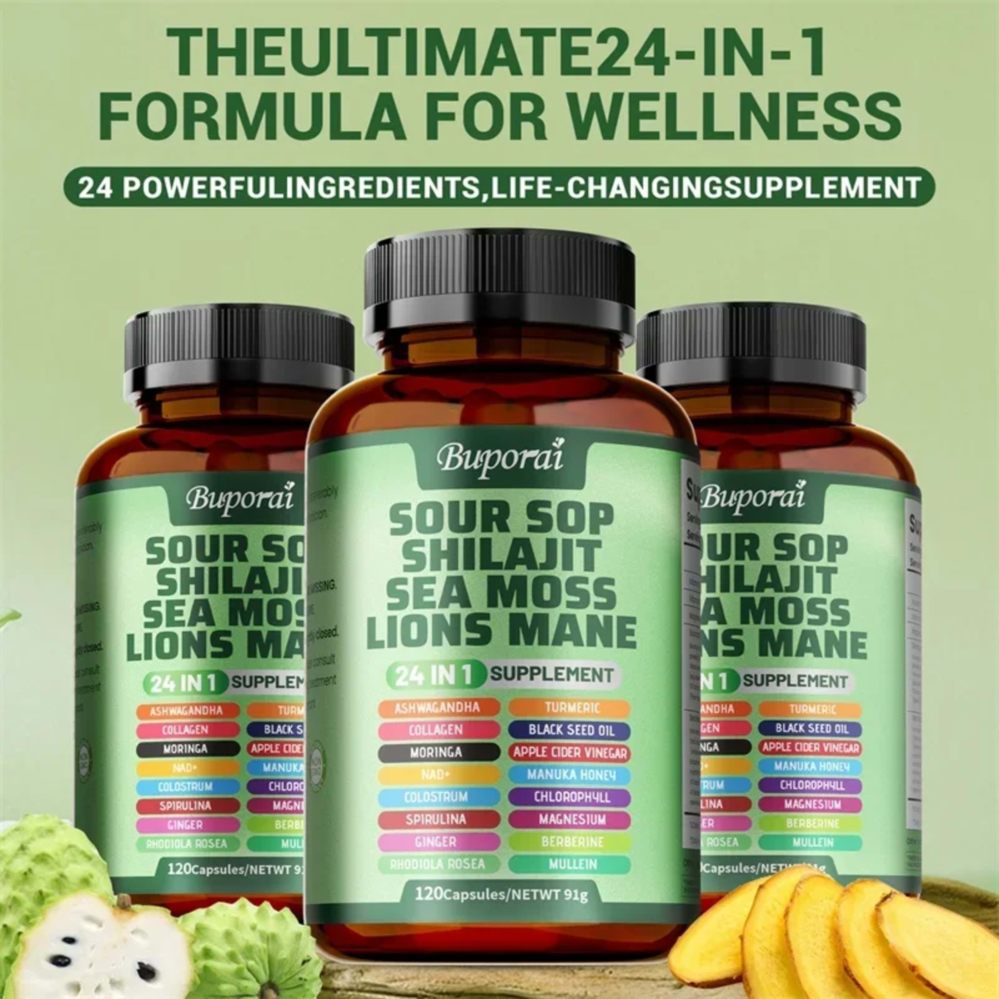 24-In-1 Soursop Supplement - Promote Digestion and Cell Health, Supports Skin, Joint and Bone Health, Strengthens Immuni 1
