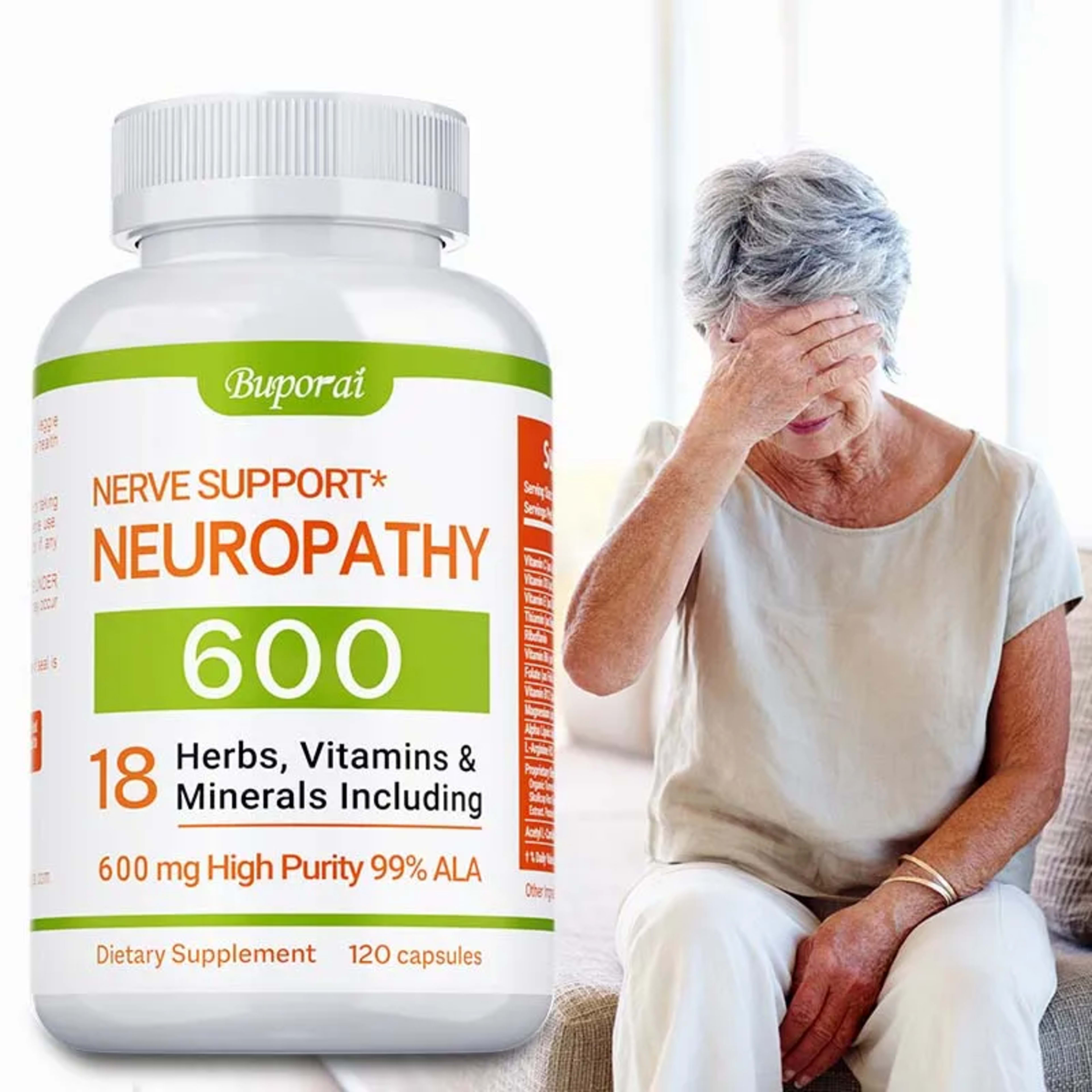 Neuropathy Support Supplement 600mg - Antioxidant, Promotes Nerve Health, Cellular Energy, Metabolism and Anti-aging, No 1