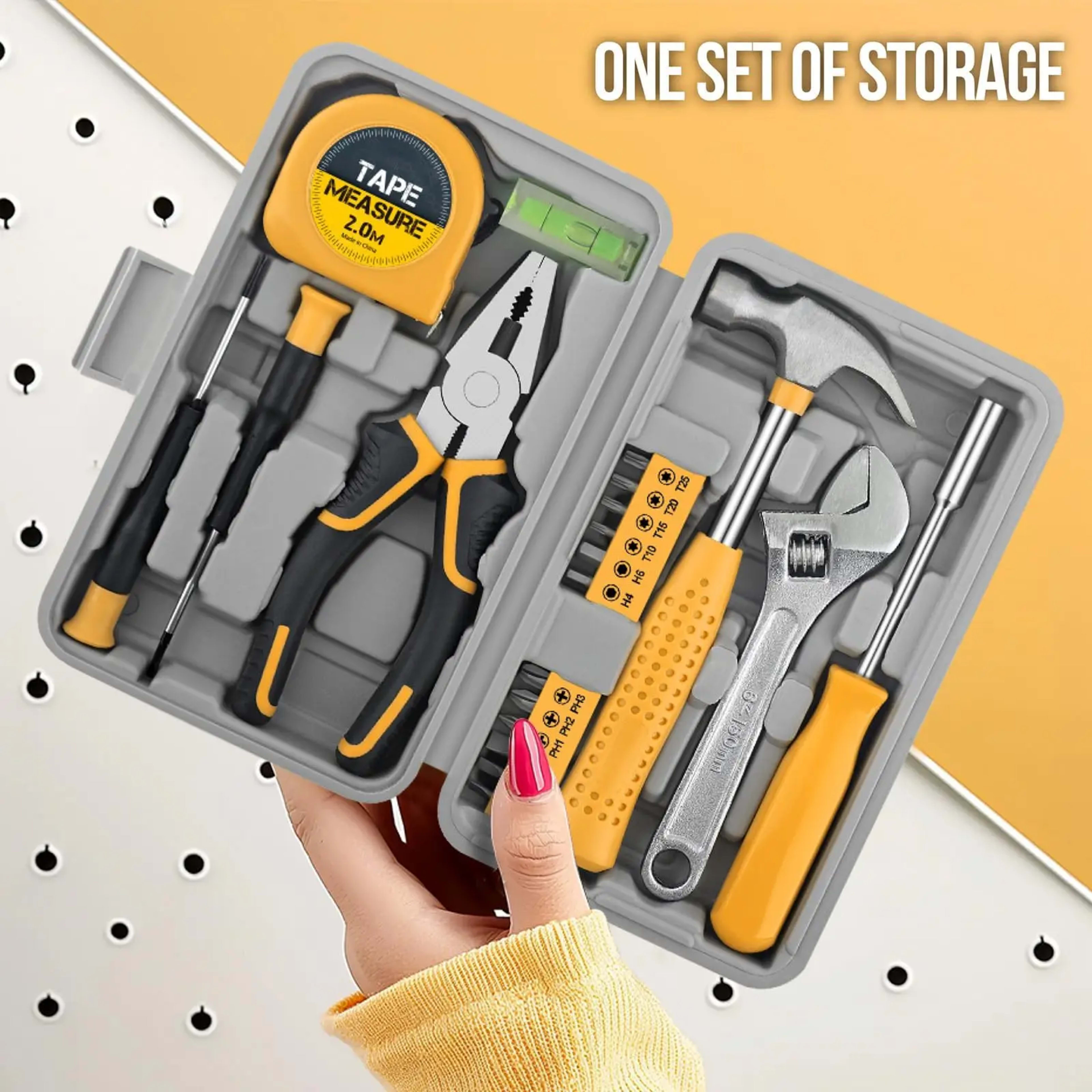 20 Pieces Home Tool Set, Basics Household Tool Kit with Small Mini Carrying Box for Men and Women DIY 6