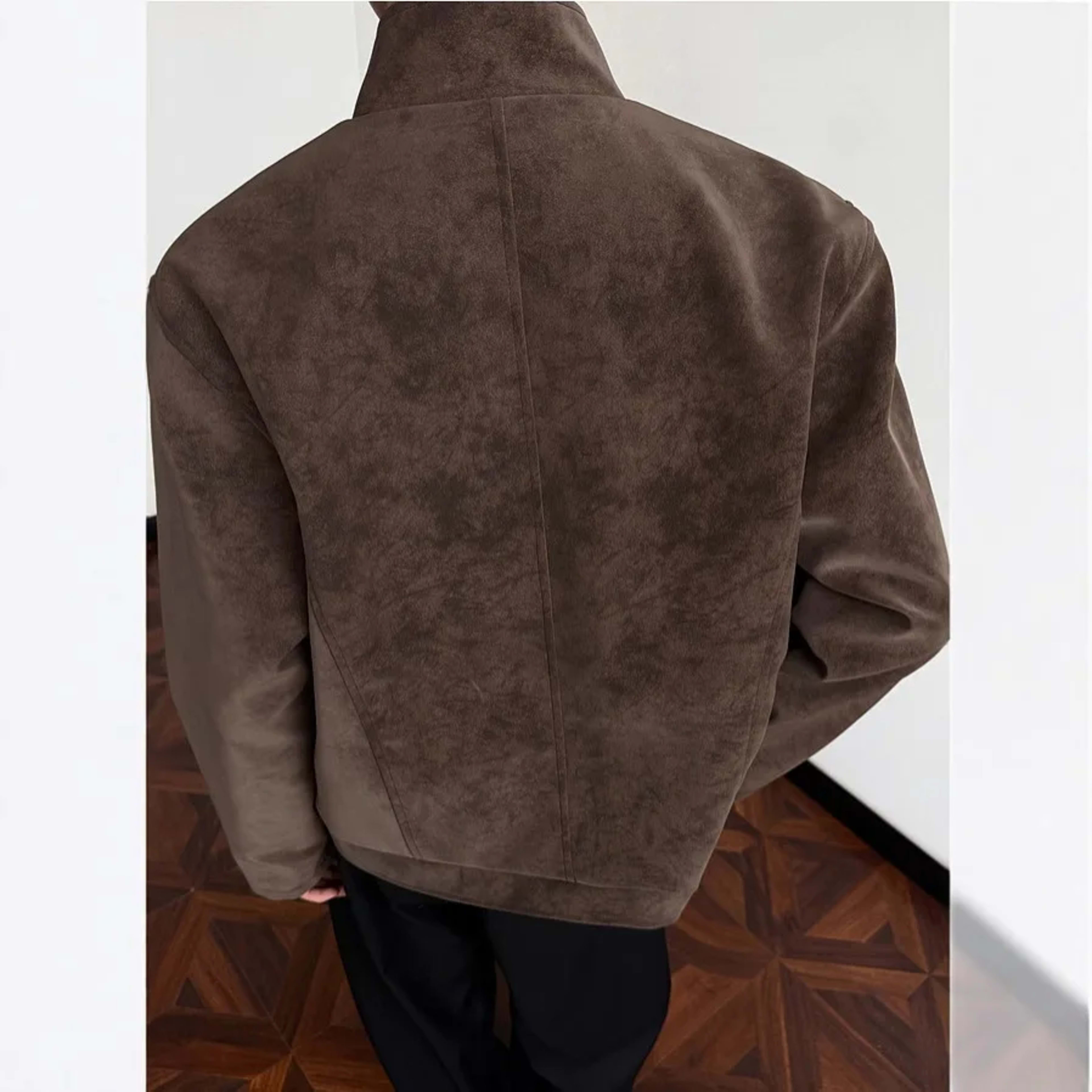Man Short Jacket 2025 Autumn Motorcycle Jacket Retro Suede Jacket Unisex Oversized Couples' Camel Tone Streetwear Coat 4