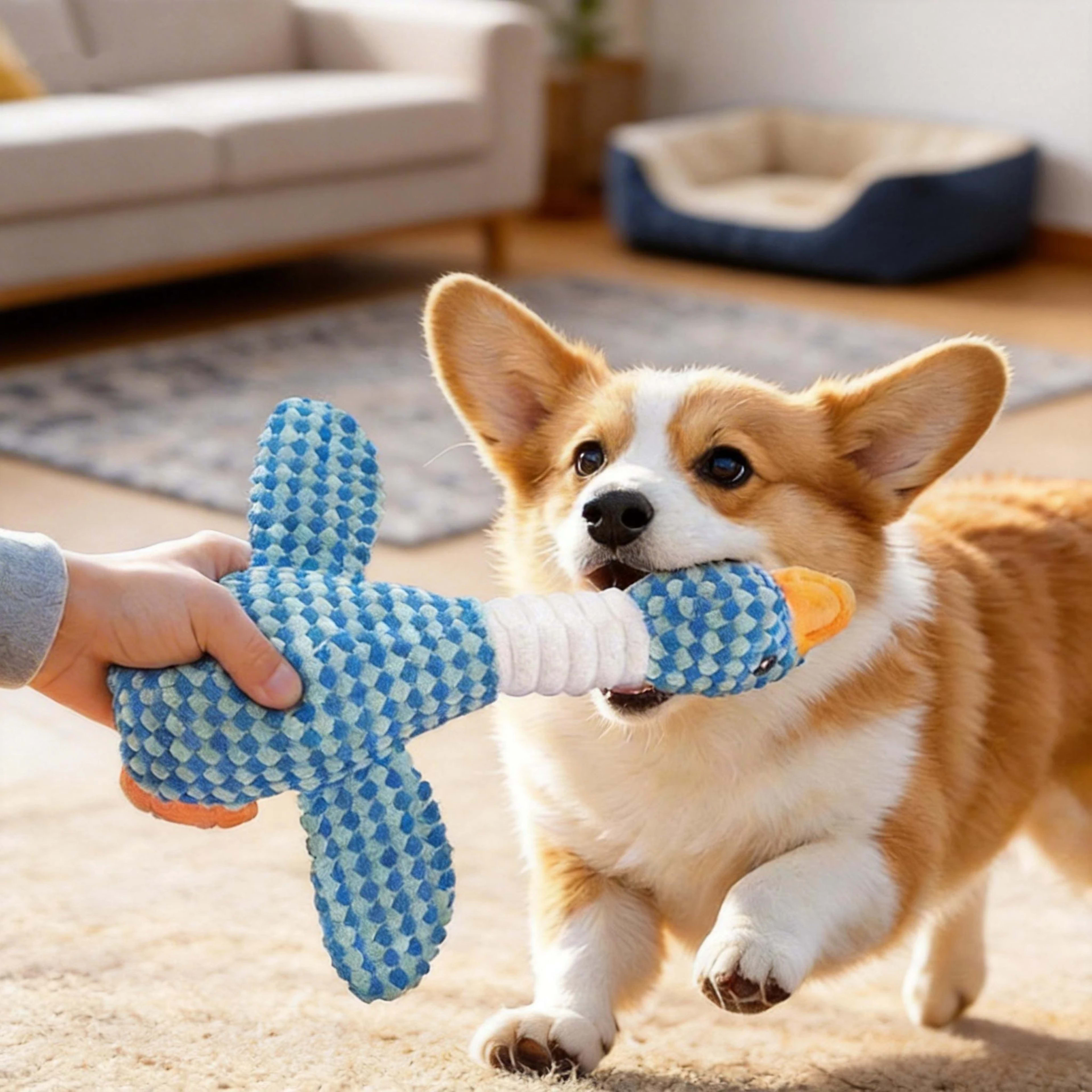 New Dog Toy Plush Blue Goose Pet Teddy Puppy Large Dogs Toys Duck Tough Bite Chew Plush Sound Toy Relieve Boredom Pet Su 1