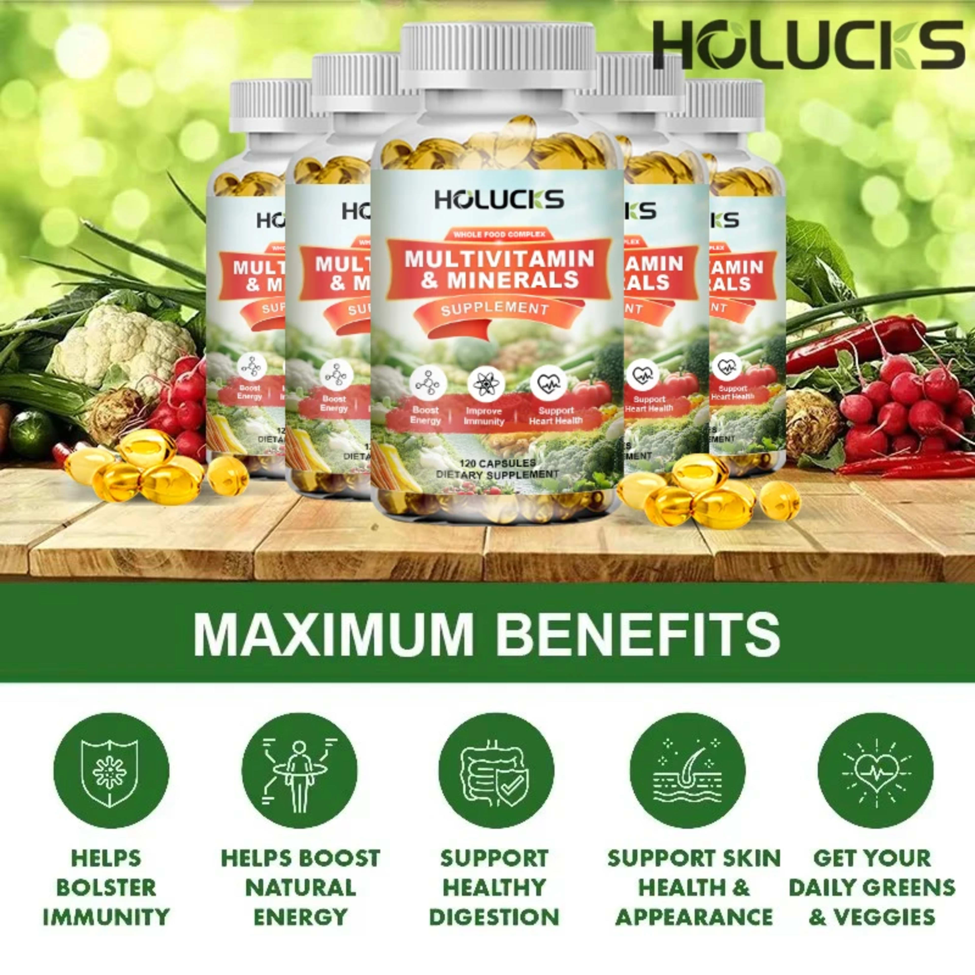 Whole Food Multivitamin Supplement, with Chelated Minerals, Supports Digestion, Skin Health & Antioxidant Defense for Ad 2