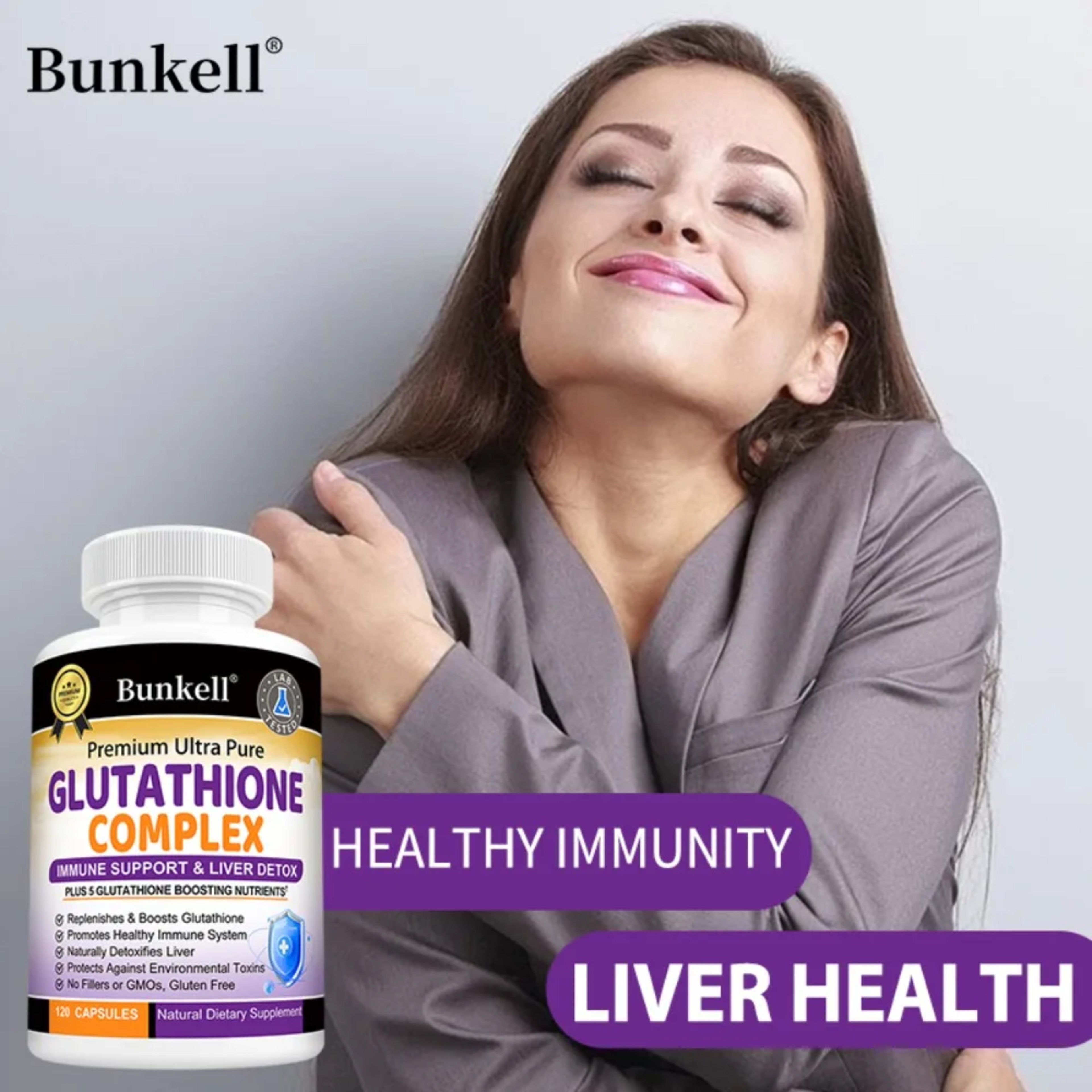 Glutathione Supplement 500mg - Liver Detox with Quercetin, Vitamin C, Milk Thistle, Immune Support, Enhanced Immunity He 5