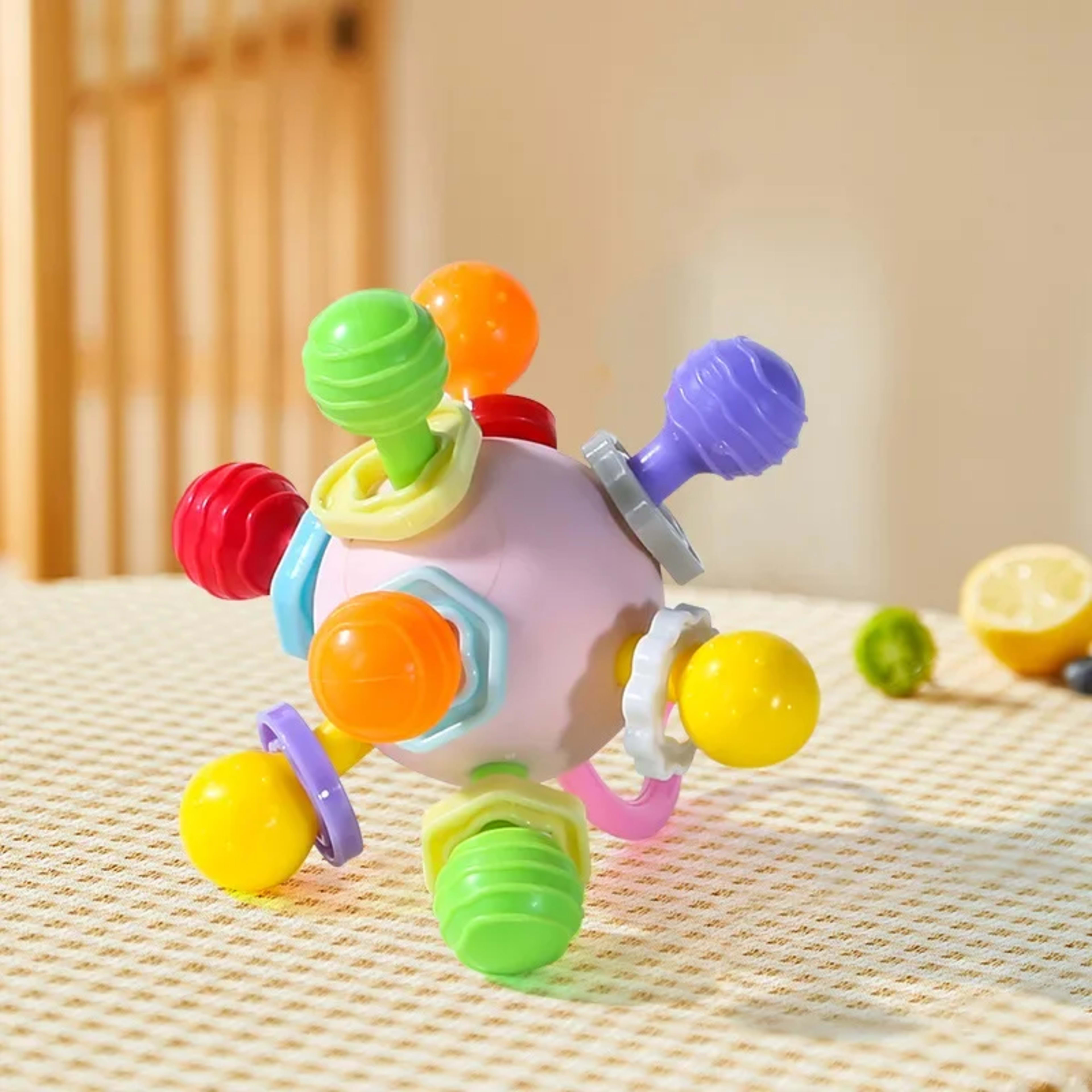 Baby Toys 0 12 Months Rotating Rattle Ball Grasping Activity Baby Development Toy Silicone Teether Baby Sensory Toys for 11