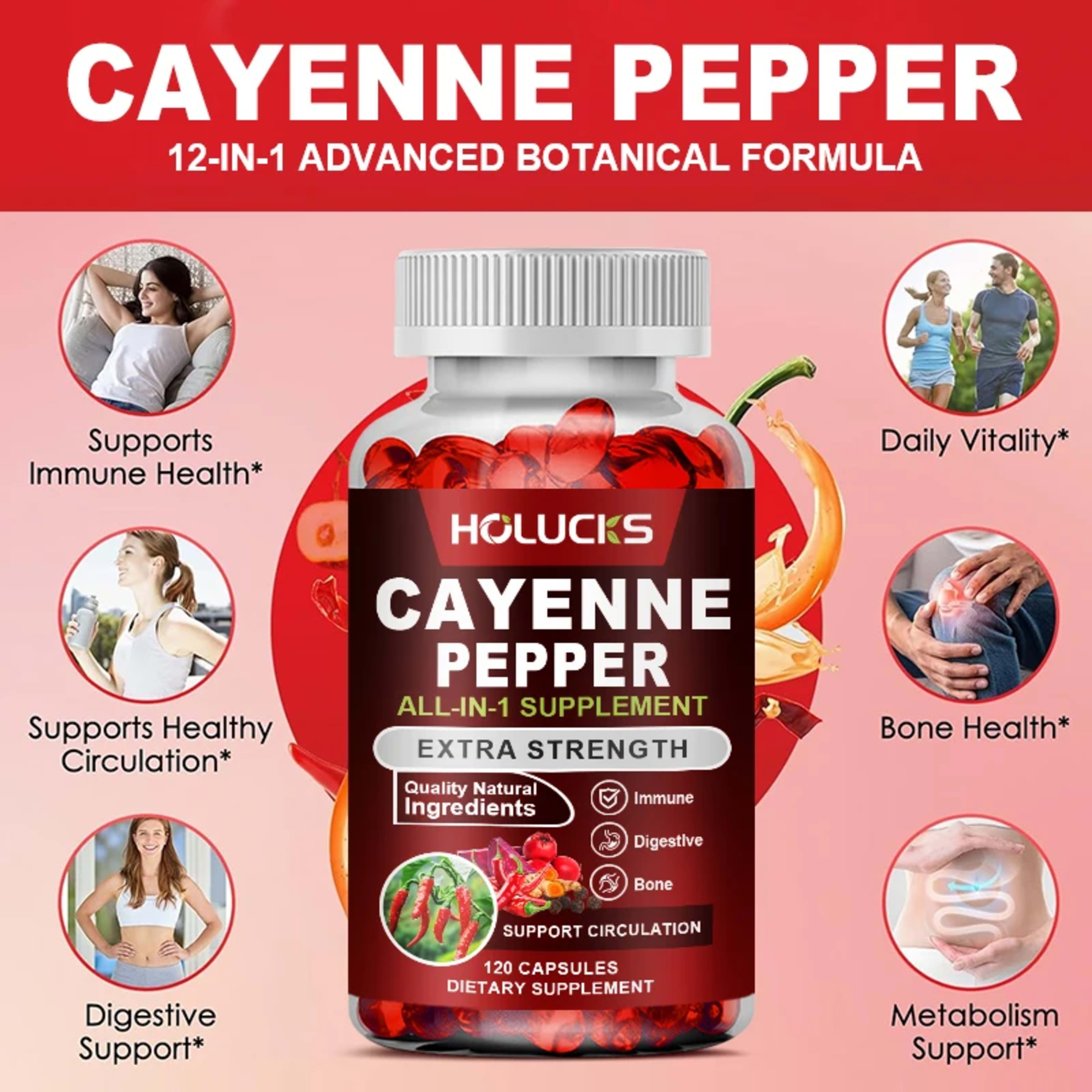 Organic Cayenne Pepper Supplement, Supports Leg Vein, Heart and Blood Vessel Health,Improves Digestion and Increases Ene 2