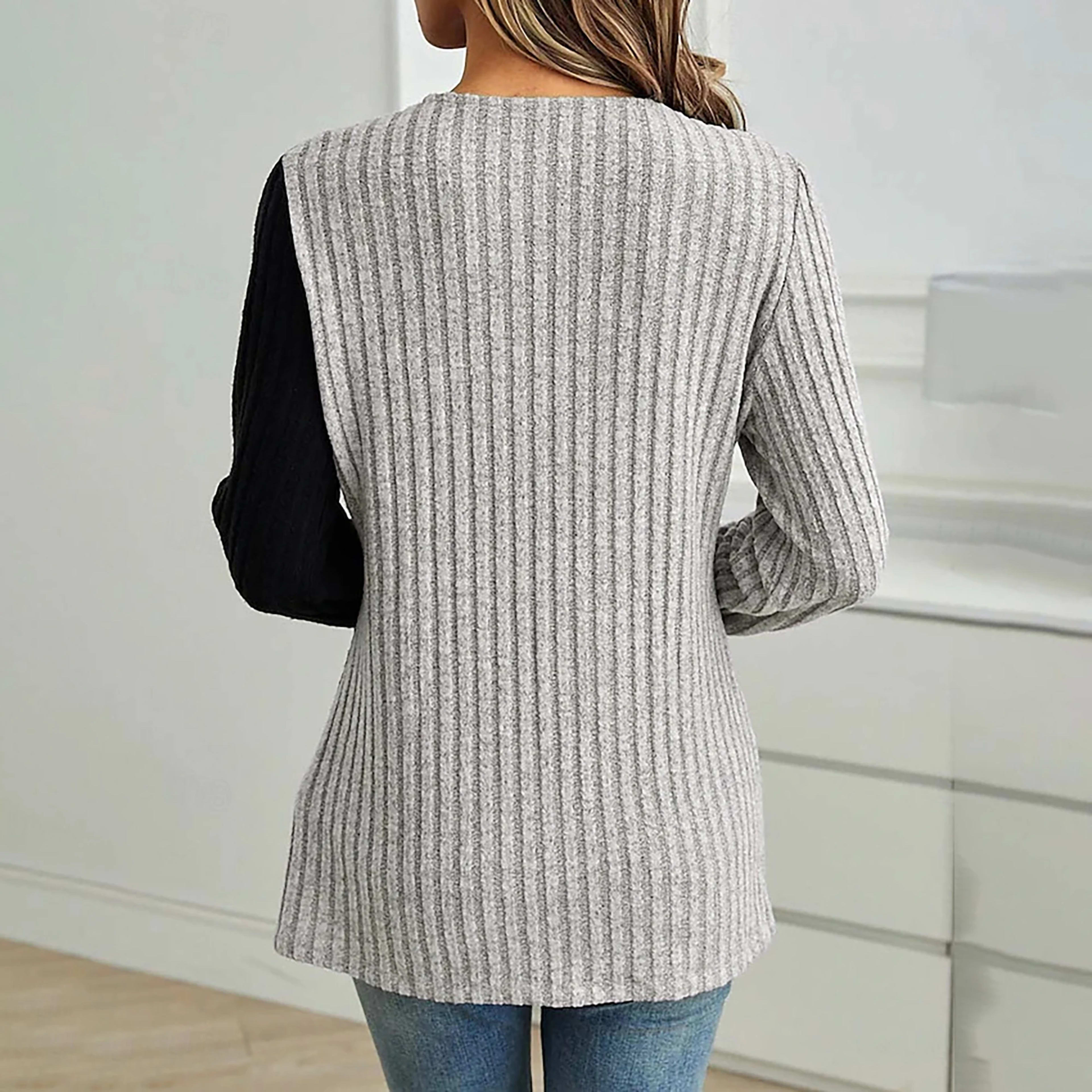 Women's Blouse Solid Color Elegant Stylish Basic Long Sleeve Crew Neck Regular Tops Daily Lace Patchwork Spring Fall Win 6