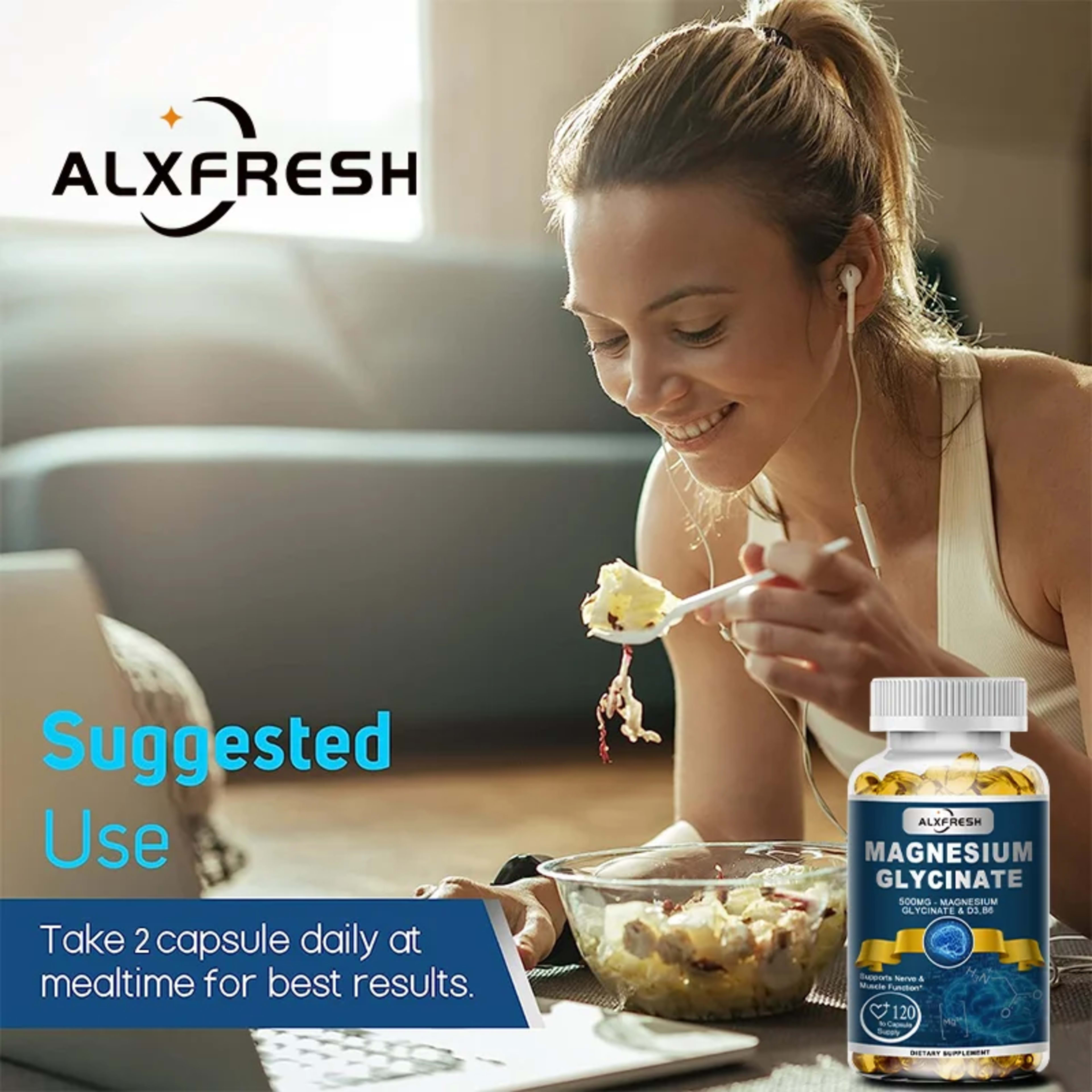 Magnesium Glycinate Supplement Zinc,Vitamin D3 B6, Support Muscle & Nervous, Immune System Tiredness Health 6