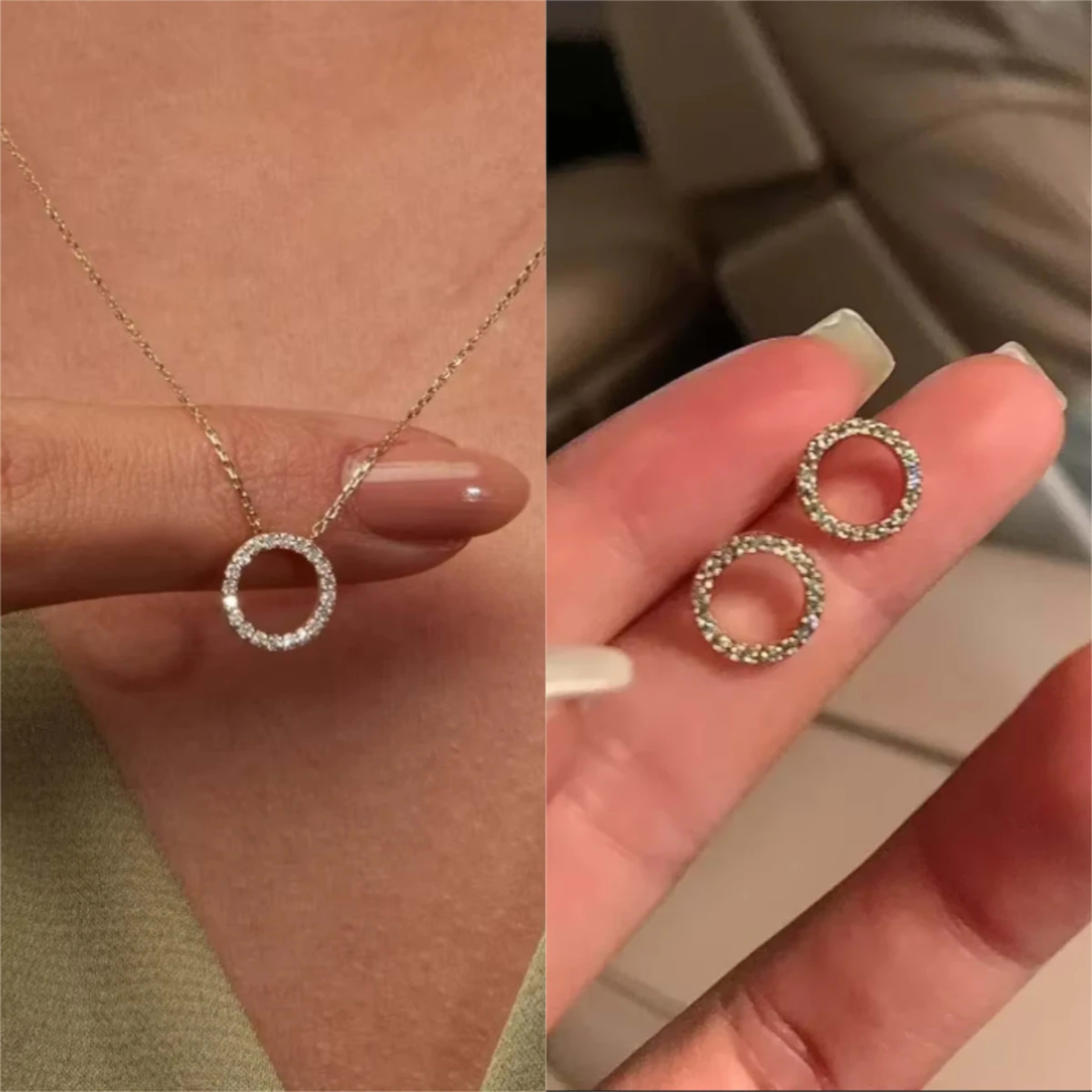 Fashion Trend Elegant Jewelry Simple Crystal Circle Pendant Necklace Golden Color Unquie Women Necklace Party Gift Whole 9
