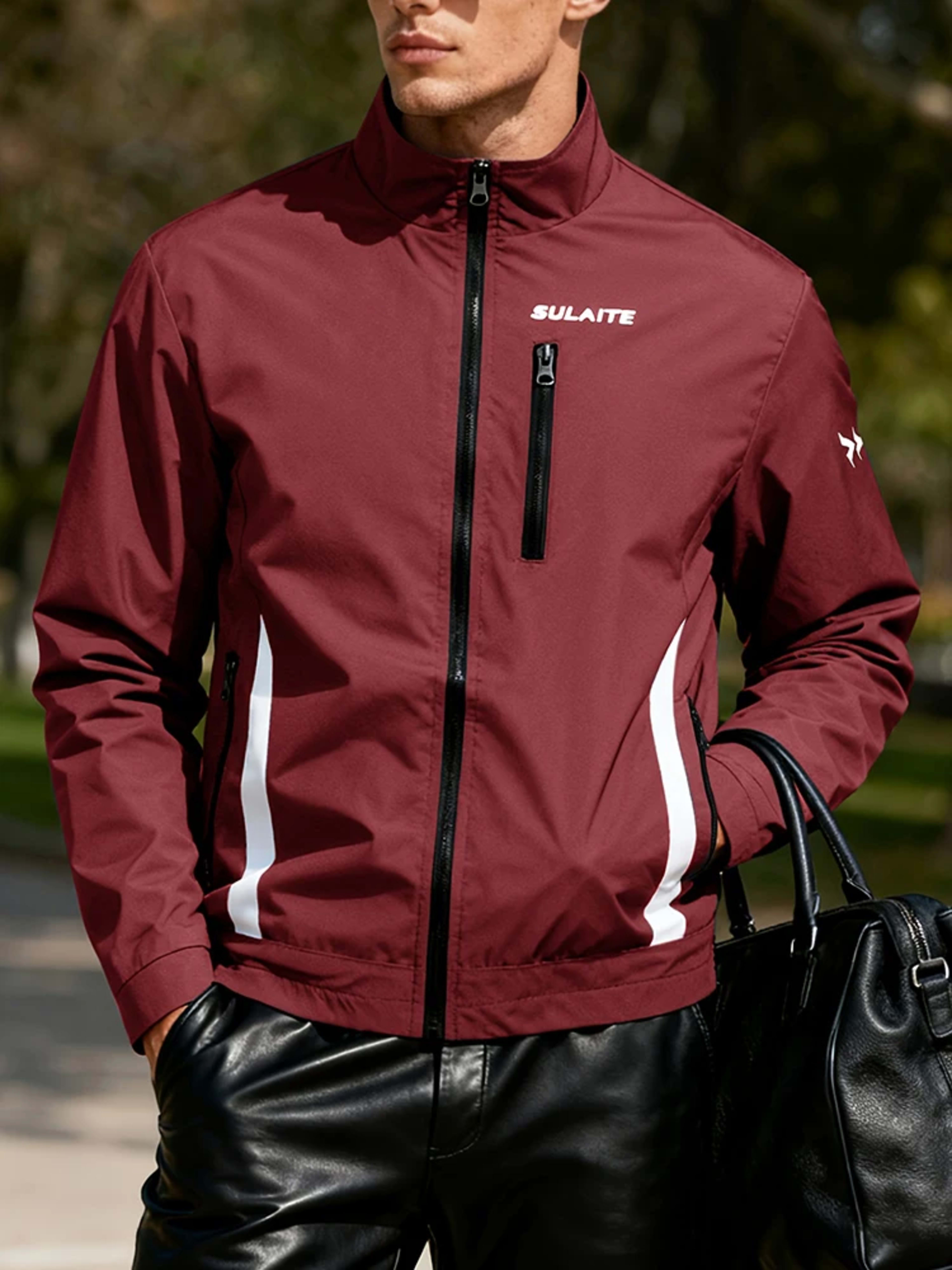 Men‘s Jacket Casual Stand Collar Jacket Spring Summer Lightweight Windbreaker Bomber Jacket Sportswear Breathable Coat C 3