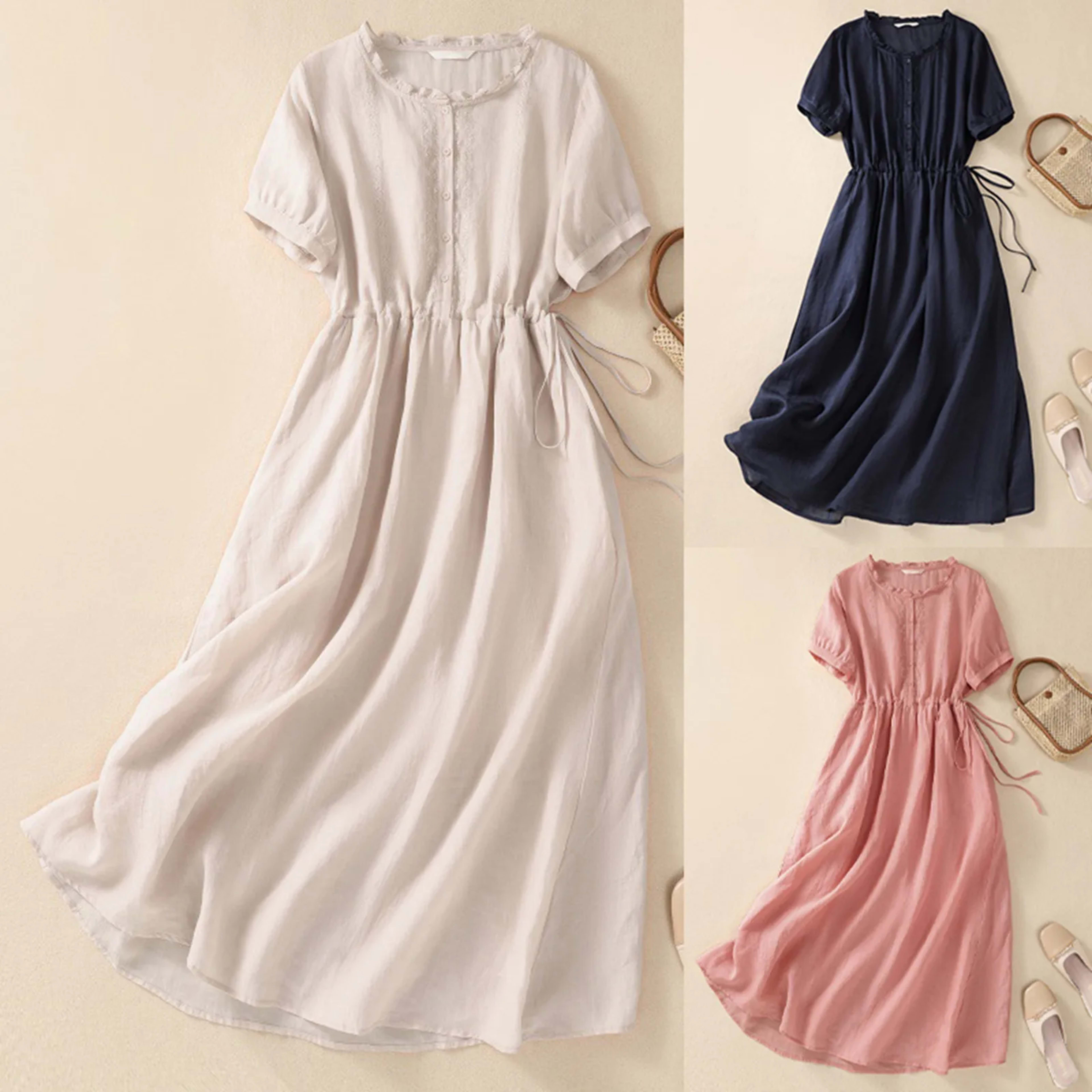 Women'S Elegant Dresses Outfits Womens New Cotton And Art Commuting Simple And Solid Color Light Vestidos En Oferta Liqu 2