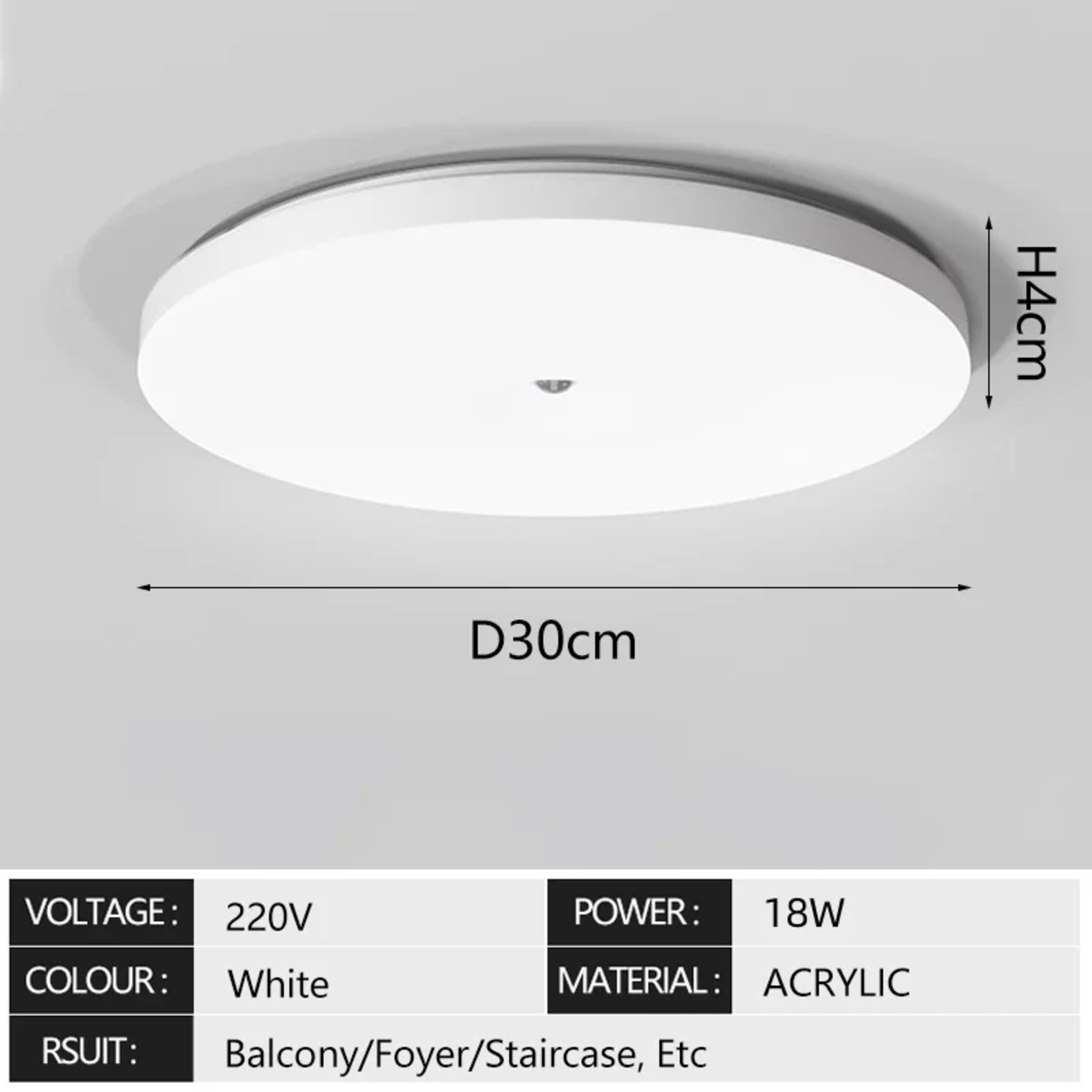 LED Ceiling Light with Motion Sensor Human Infrared Sensing Light Staircase Garage Corridor Warehouse Indoor Lighting Fi