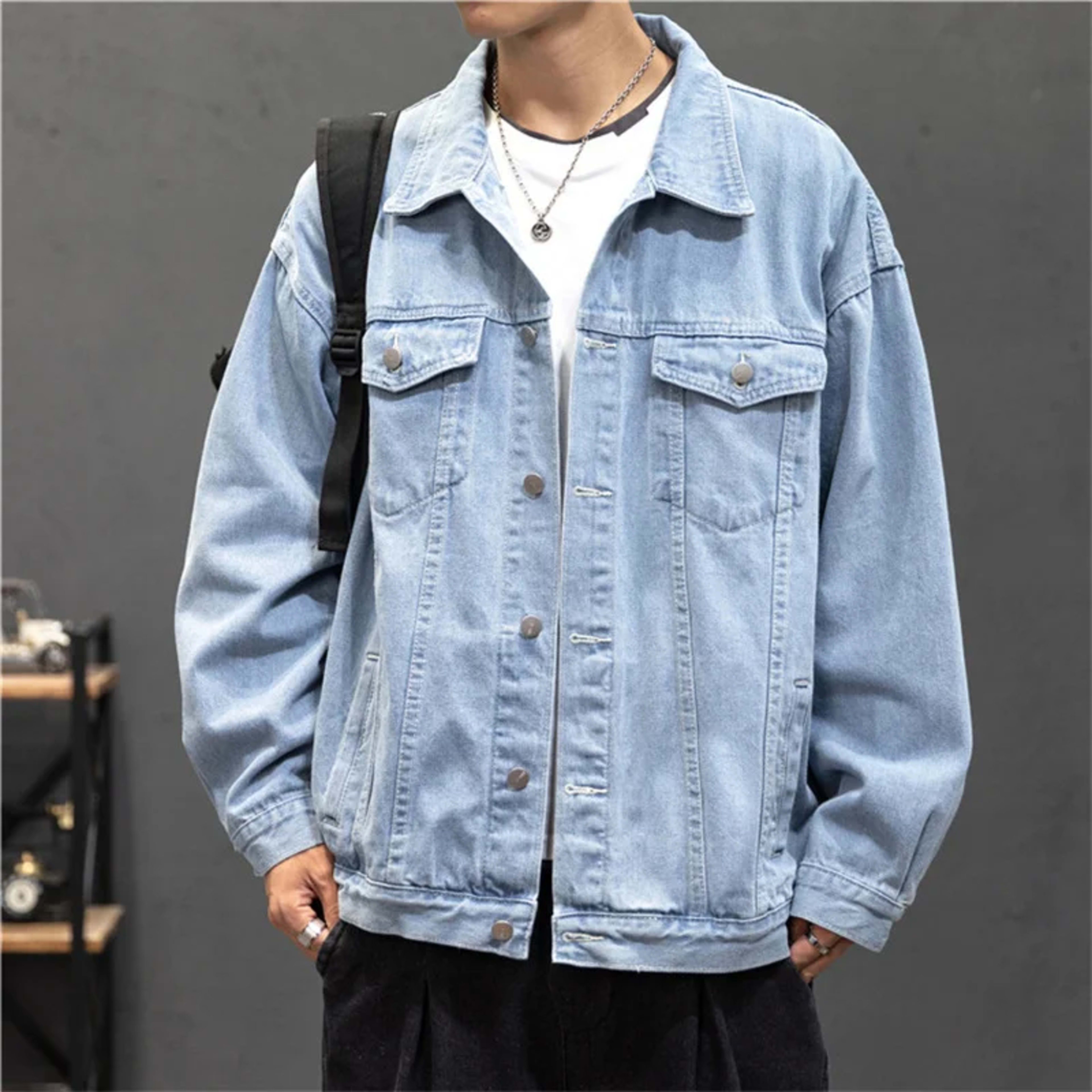 Denim Jacket Men Fashion Hole Retro Motorcyle Basic Coat Men Streetwear Bomber Denim Jacket Cowboy Men's Jacket Casual C 2