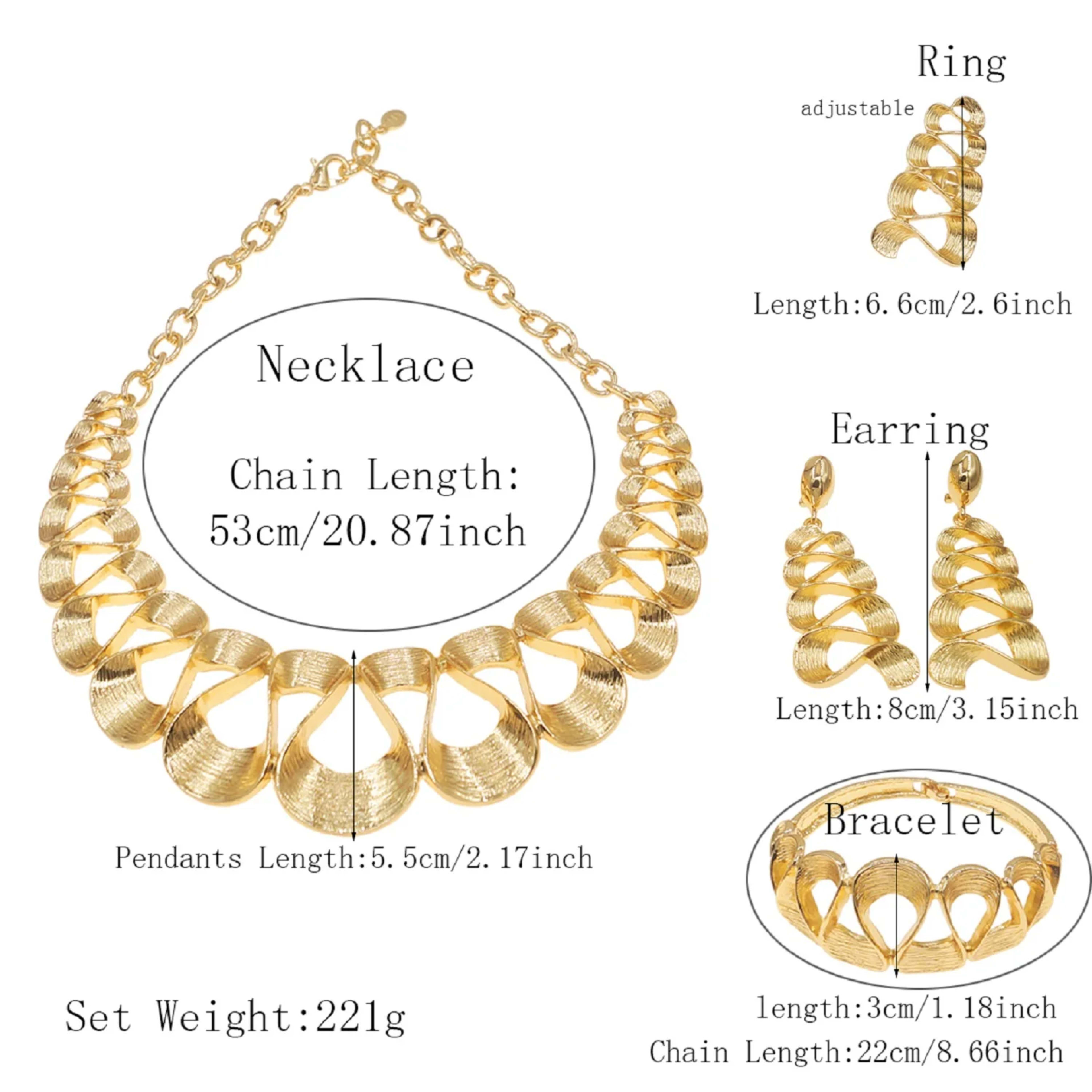 Jewelry Set For Women Gold Plated Wavy Design Fashion Delicate Pendant Necklace Earrings Wedding Holiday Women Jewelry G 2