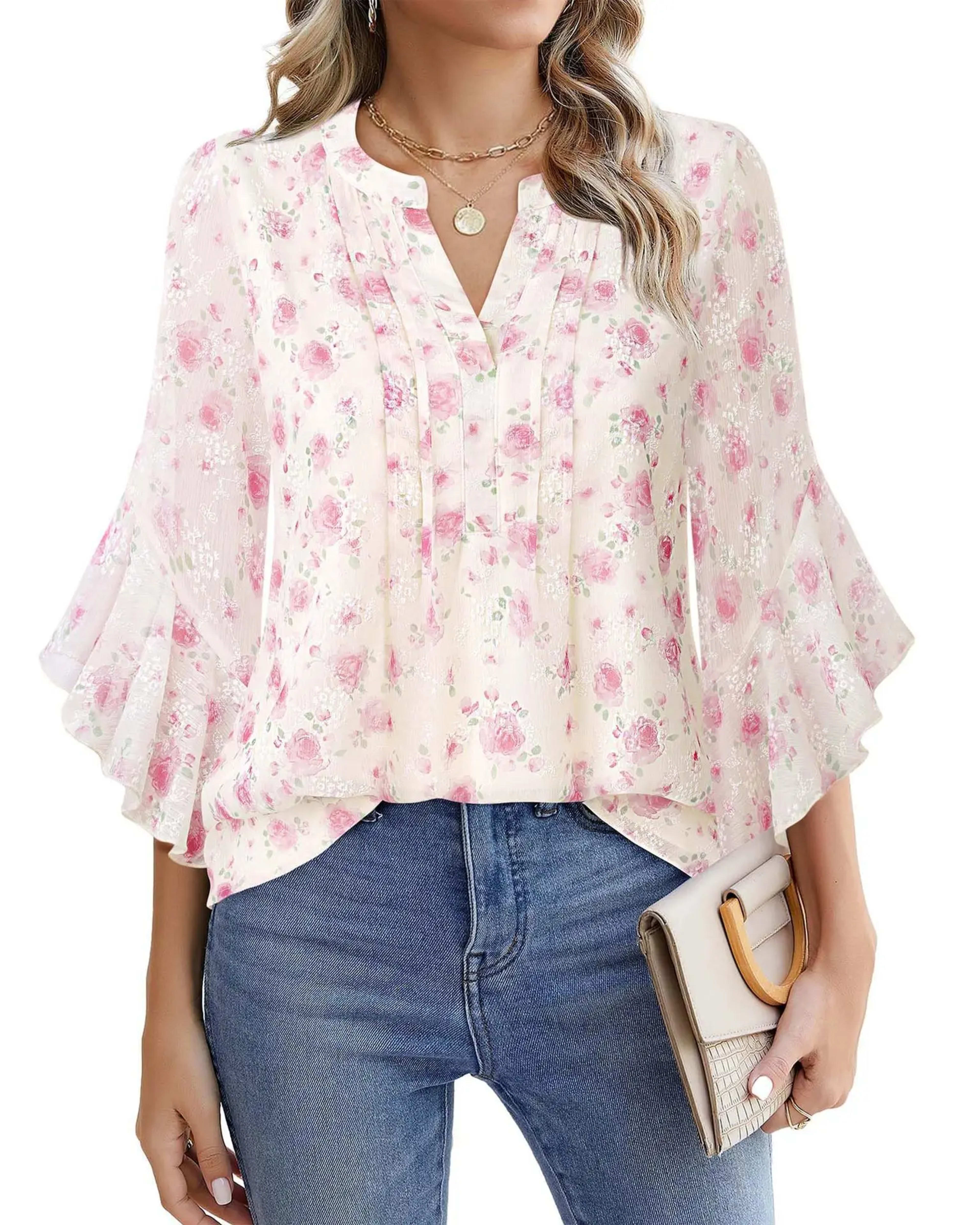 Fashion Woman Blouse Shirts For Women Stylish Top Casual Wave Point Print Tops Female Elegant Chiffon Mujer Woman Clothe 18