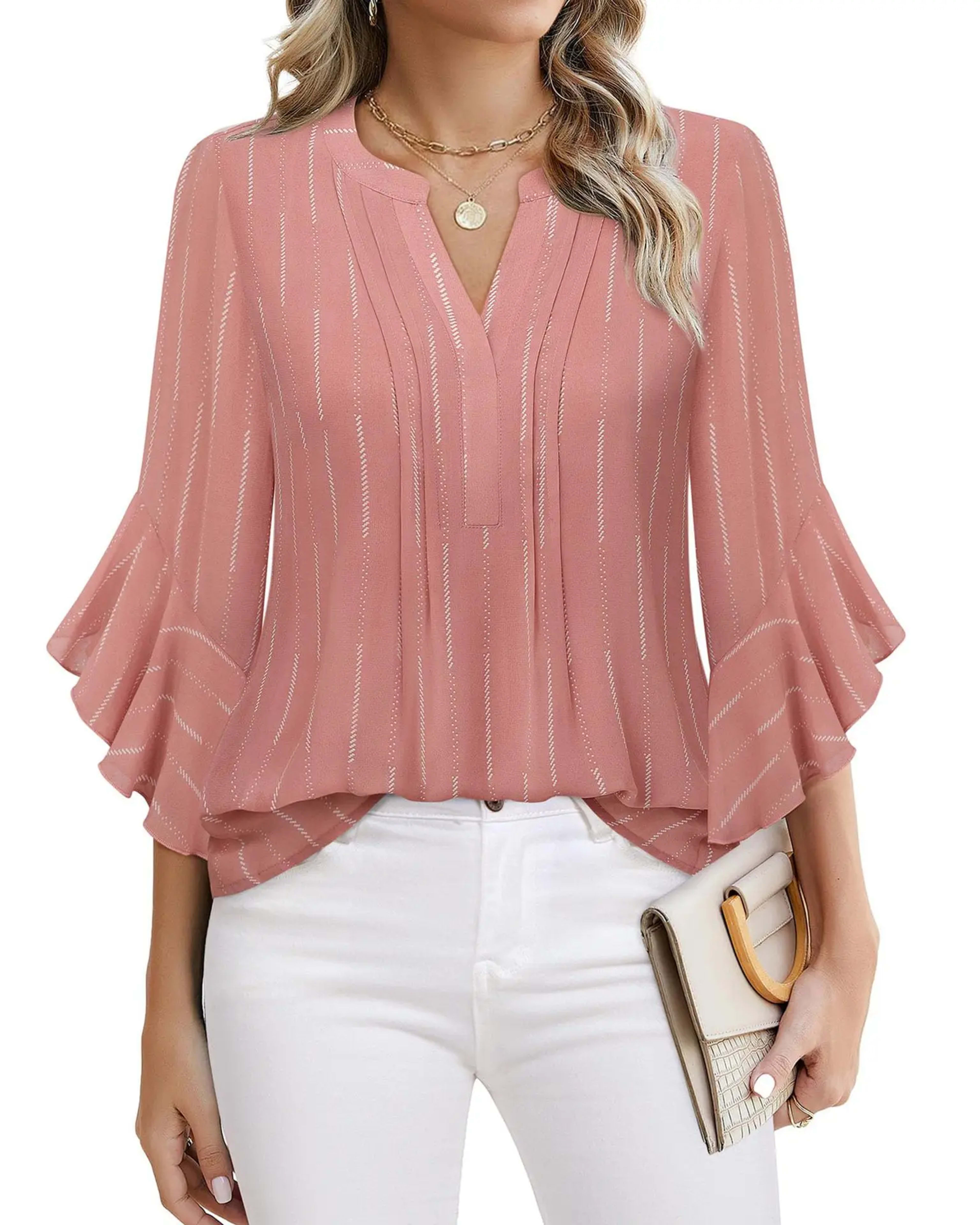 Fashion Woman Blouse Shirts For Women Stylish Top Casual Wave Point Print Tops Female Elegant Chiffon Mujer Woman Clothe 14