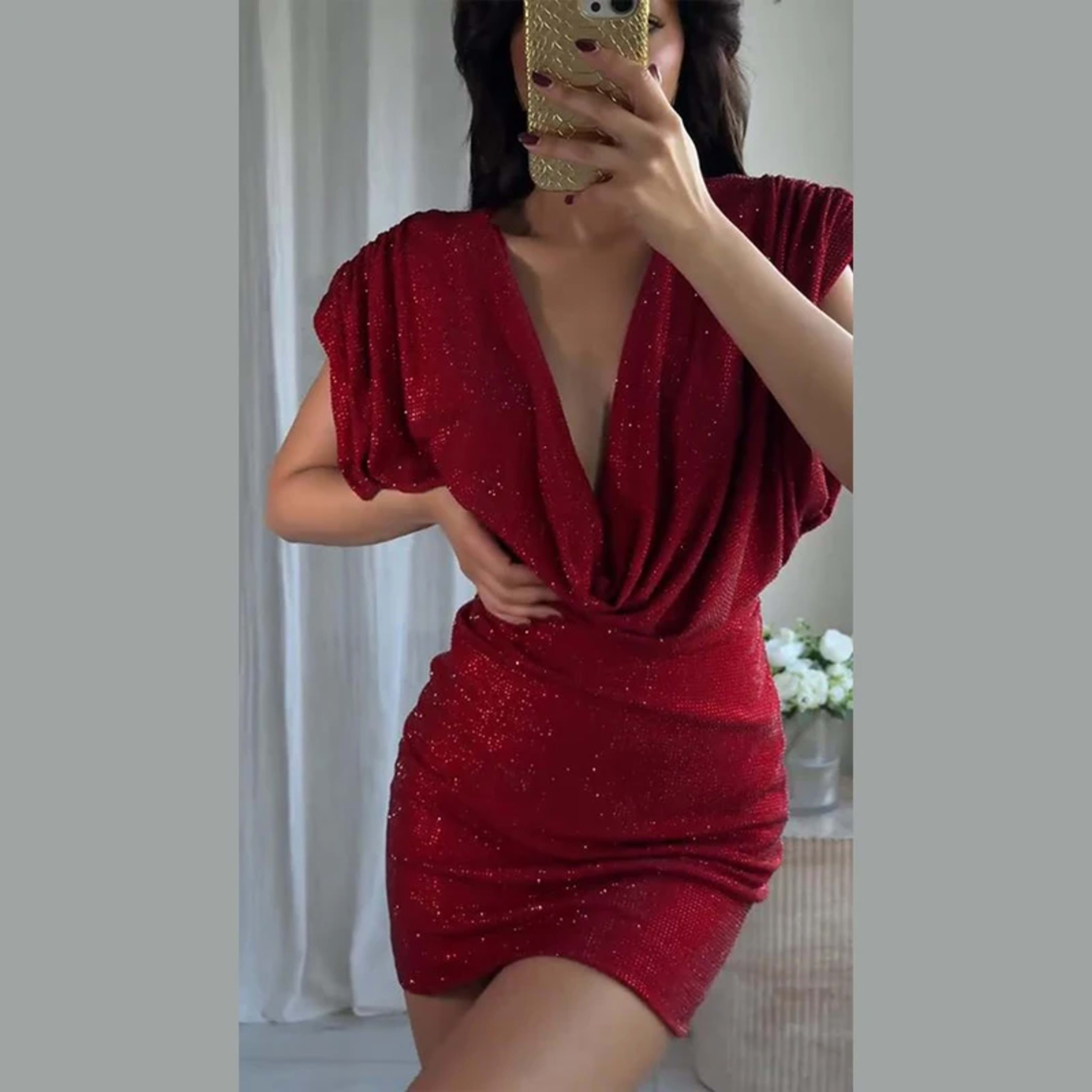 Women's Dresses Elegant Party Dresses Rhinestone Draped Sleeveless Mini Dress Sexy Outerwears Bodycon Formal Gown Woman  10