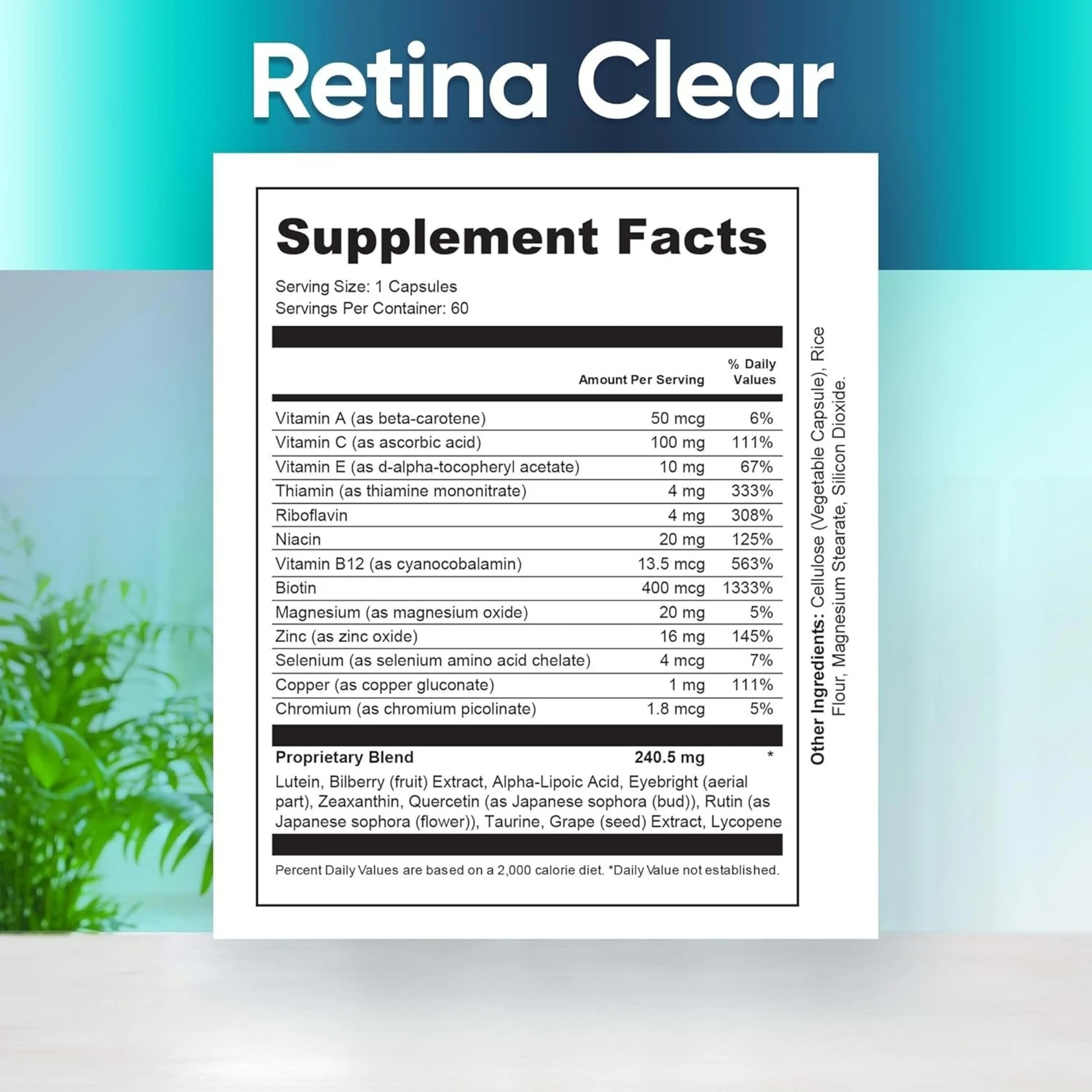Vision Supplement – Eye Health Formula with Lutein, Zeaxanthin, Quercetin & Vitamin,Supports Visual Clarity,Eye Fatigue  6