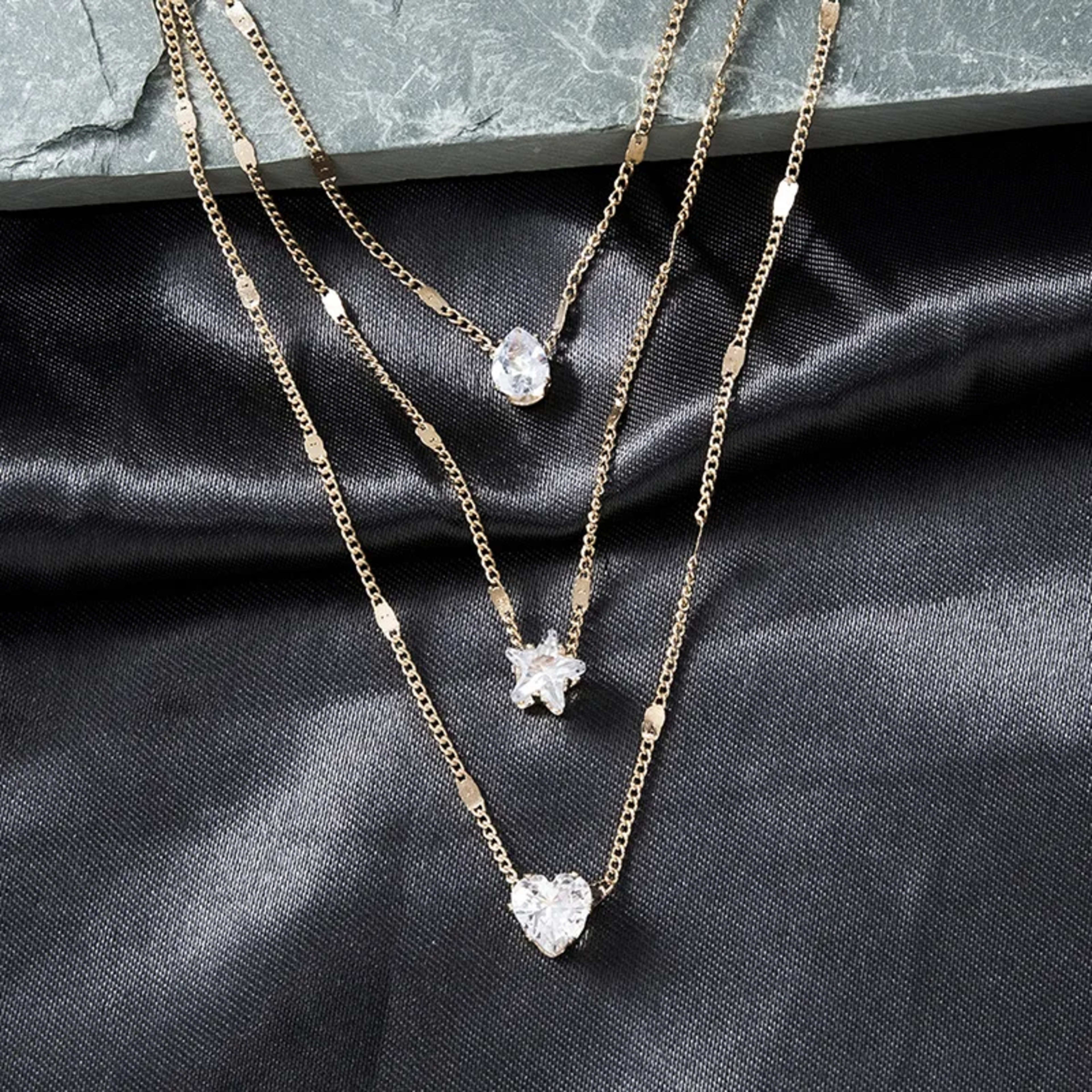 Trendy Zircon Pendant Necklace For Women Multilayer Chain Choker Fashion Female Party Shiny Jewelry Gift 4