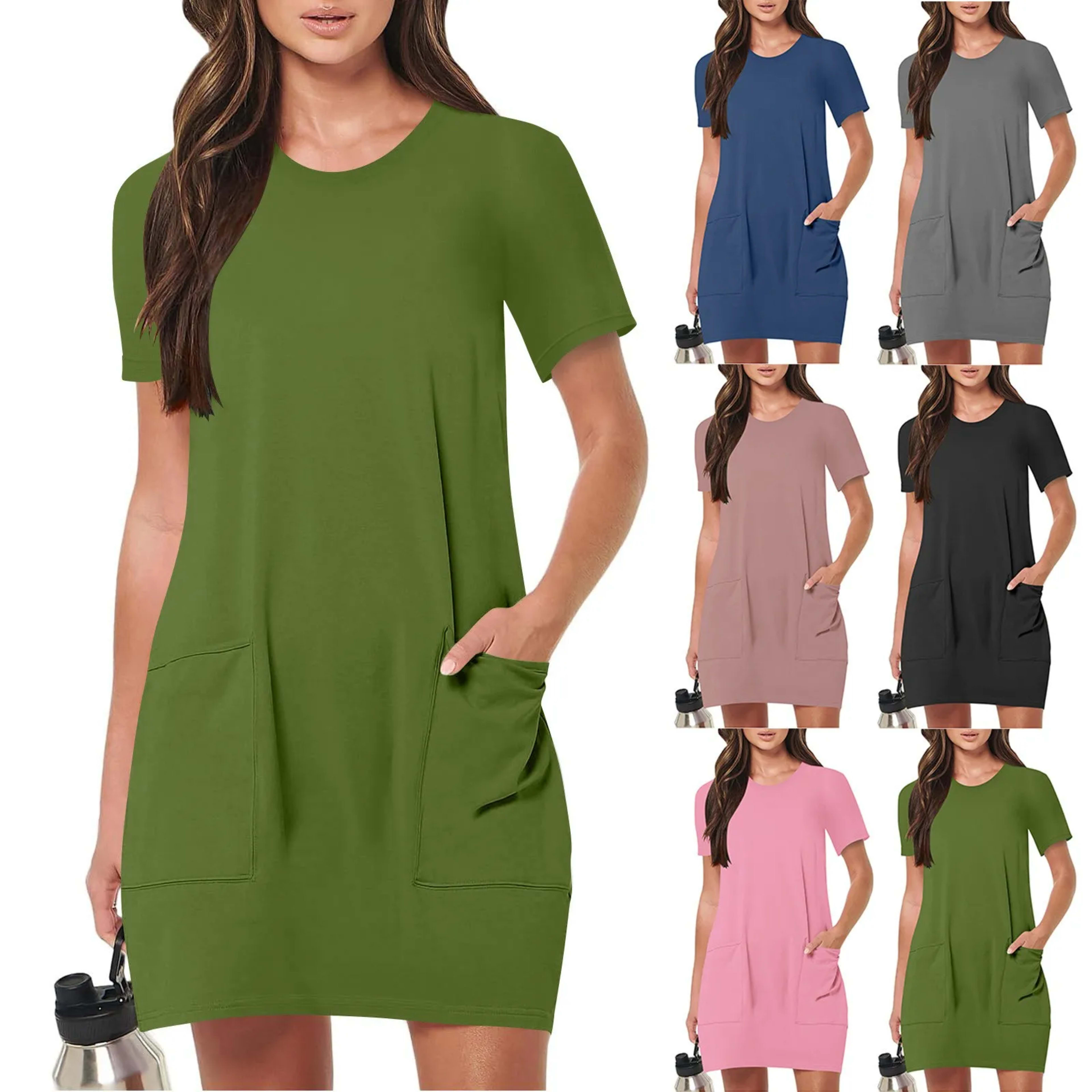 Women's Elegant Dresses Fashionable Solid Color Dress Casual Holiday Sports Short Dresses Long One-Piece Dress Gown vest 2