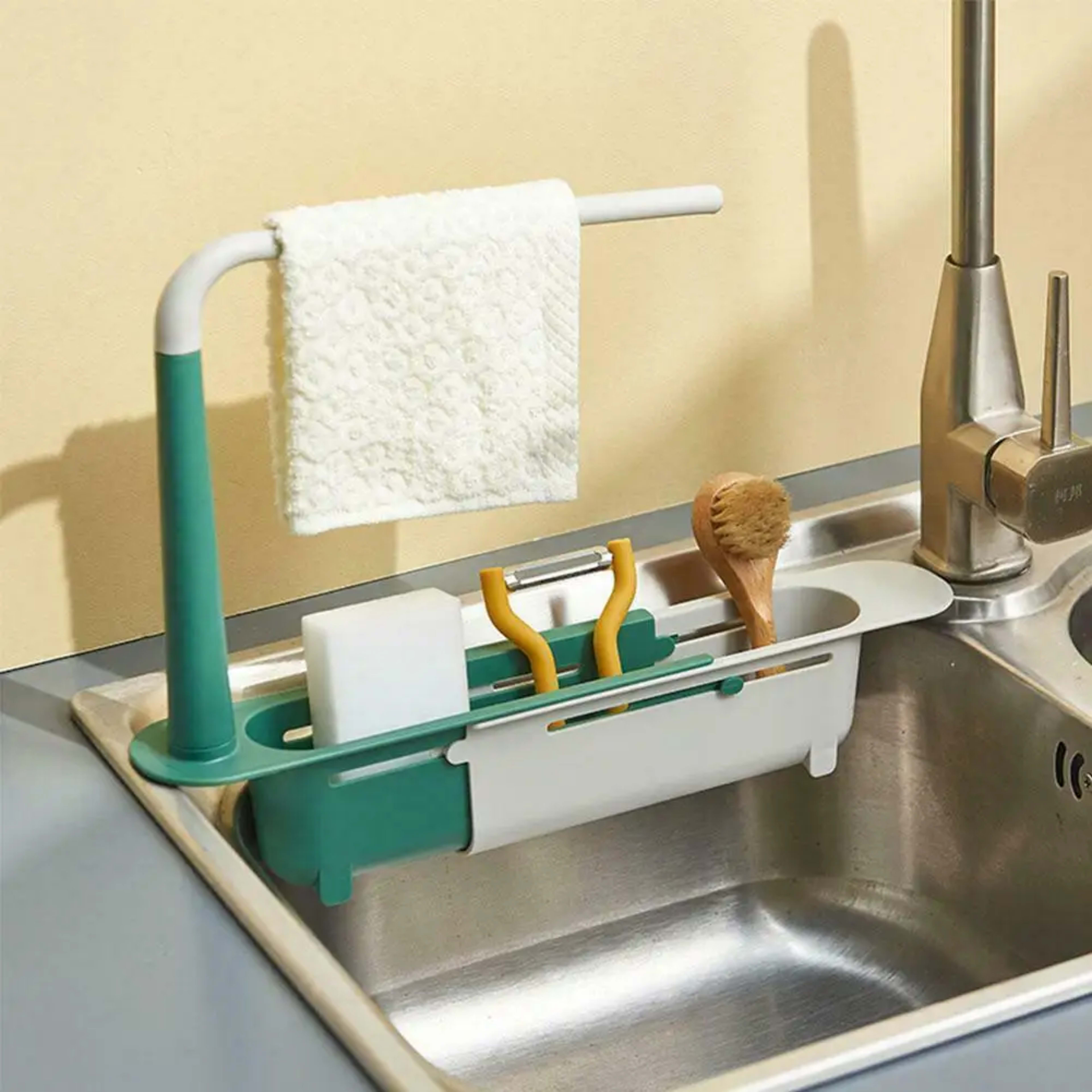 Kitchen Sink Drain Rack Telescopic Sink Shelf Sinks Organizer Soap Sponge Holder Storage Basket Kitchen Gadgets Accessor 2