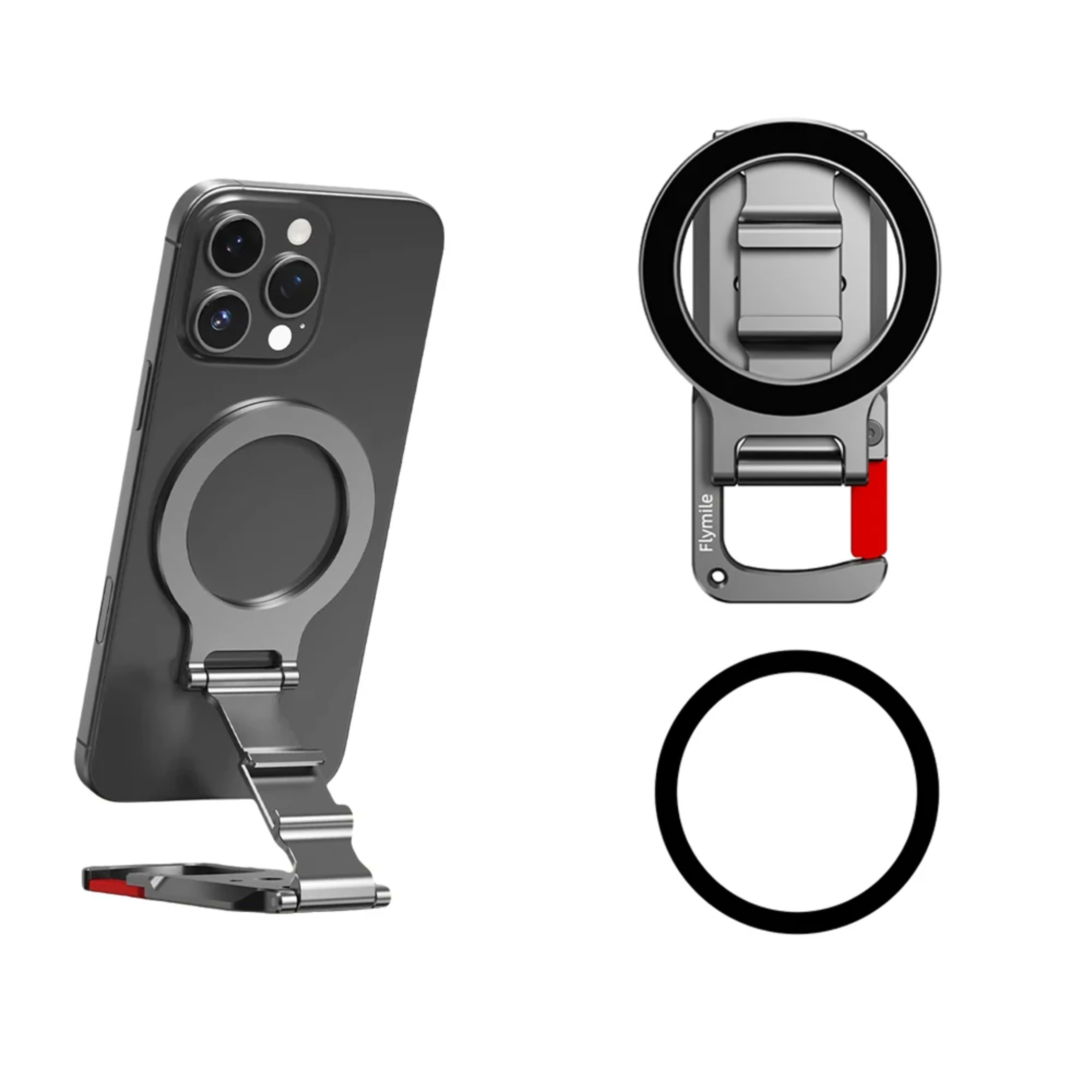 Flymile Magnetic Phone Holder Carabiner Mount for iphone 17 16 15 14 Accessories Handle Tripod Adapter Compatible with M 8