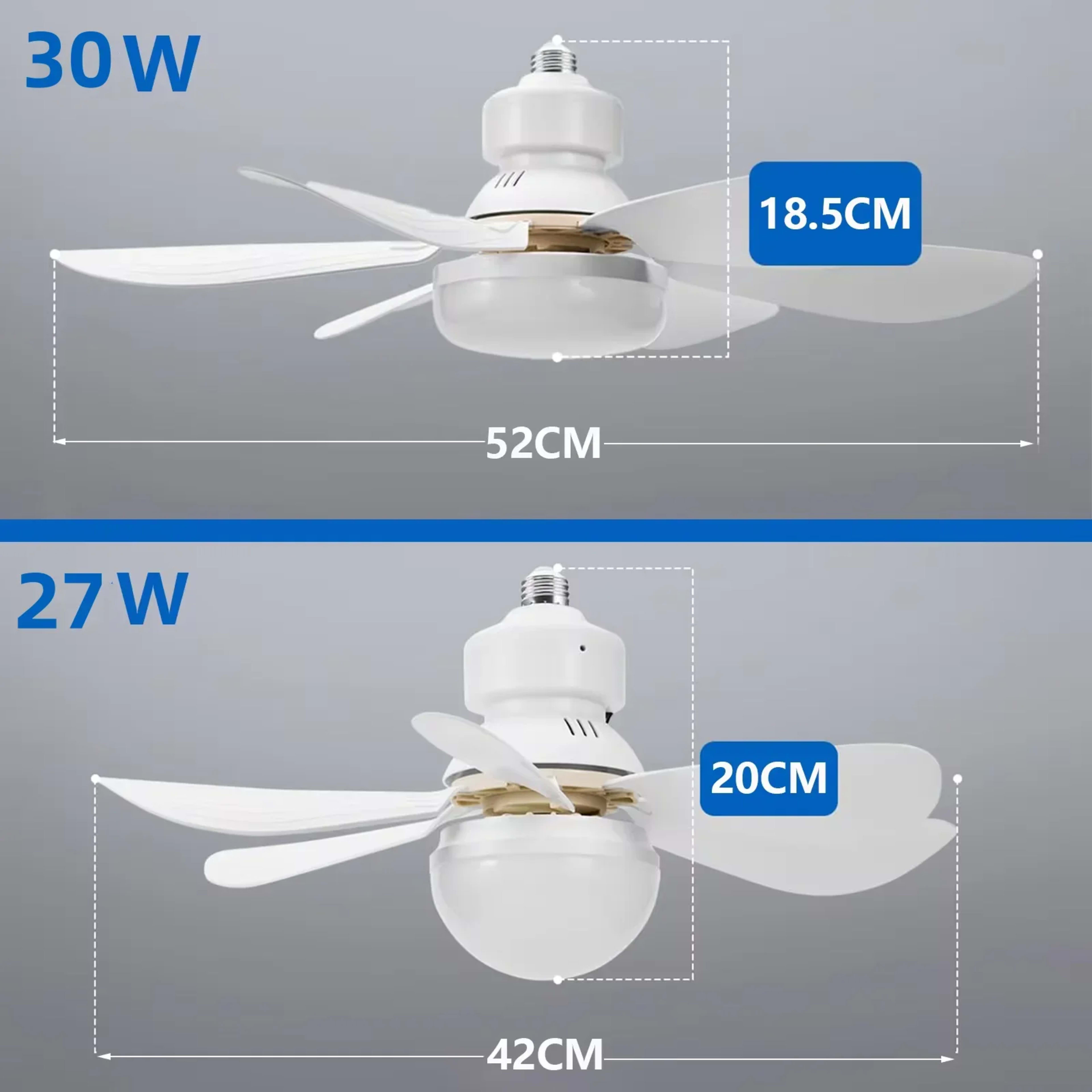 LED 40W ceiling fan light E27 with remote control for dimming, suitable for living room, study, household use, 85-265V 6