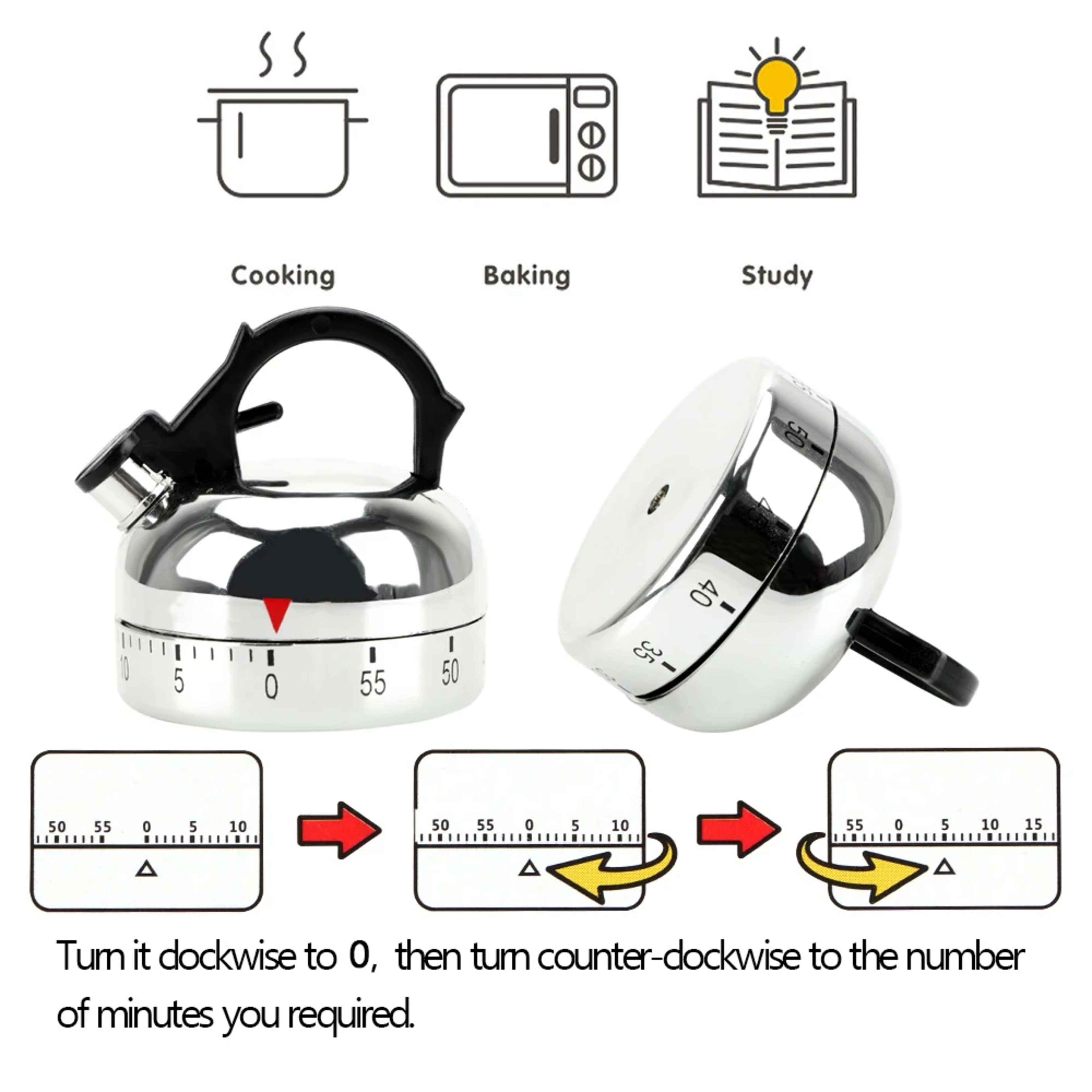 Kitchen Tool Gadgets 60 Minutes Kitchen Timer Kettle Shape Mechanical Timer Countdown Alarm Reminder Cooking Reminders T 5