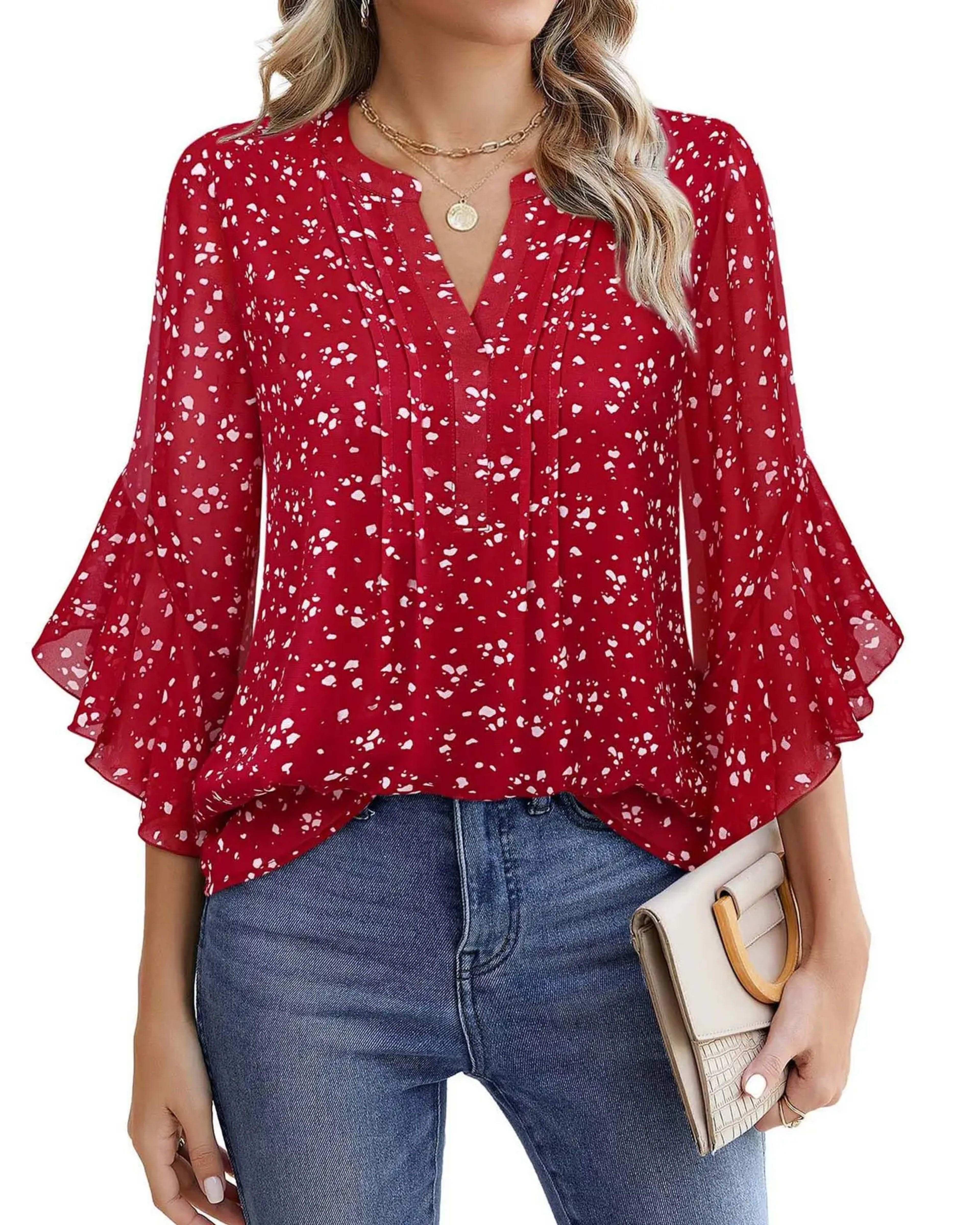 Fashion Woman Blouse Shirts For Women Stylish Top Casual Wave Point Print Tops Female Elegant Chiffon Mujer Woman Clothe 10