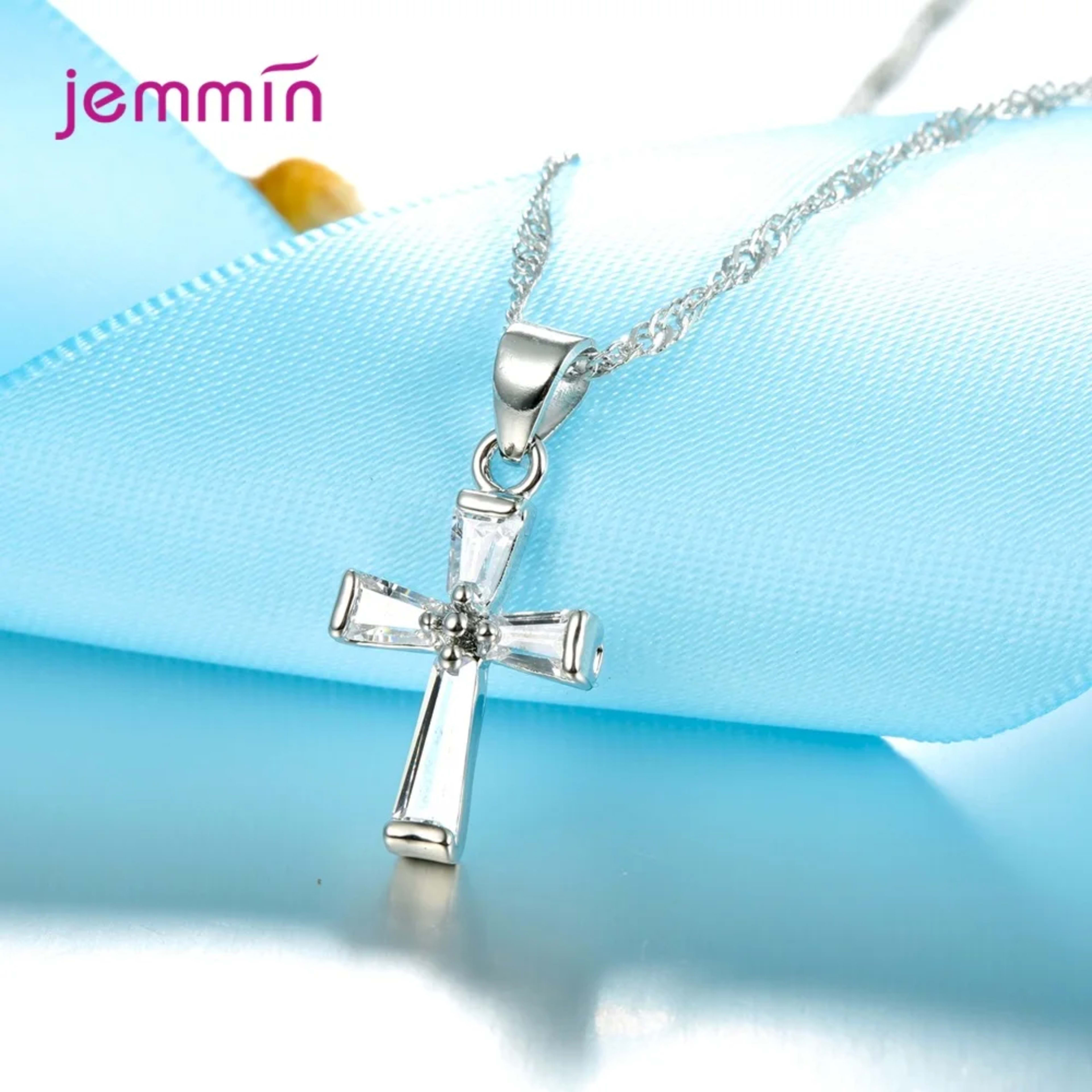 Fashion Jewelry Set For Women Girls 925 Silver  Jewelry Set Crossing Pendant Necklace Hoop Earrings Wedding Engagement 4