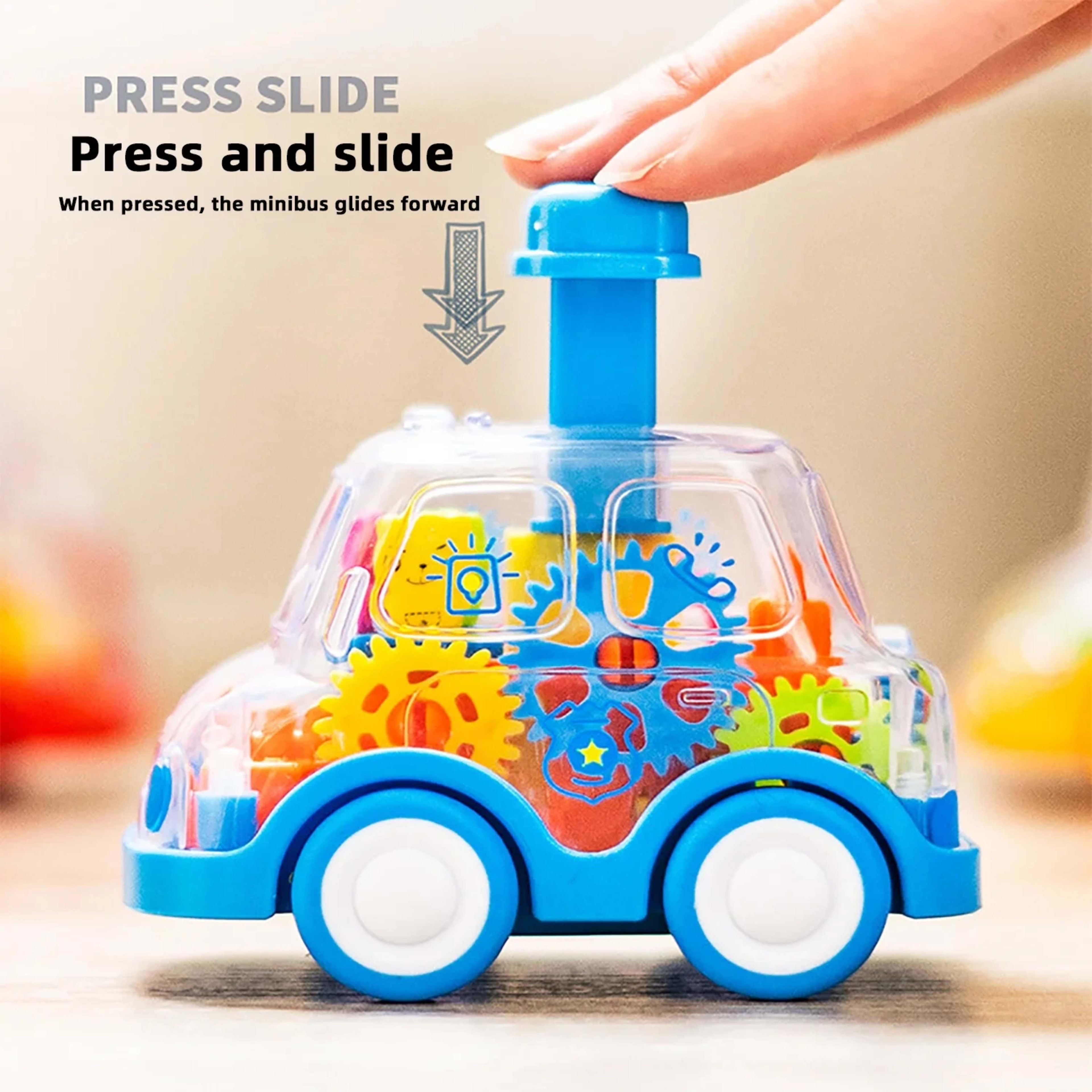 Baby Toy Cartoon Press Gear Car Toy Lnertia Pull-back Transparent Car Inertia Rebound Car Birthday Gifts for Kids Boys a 4