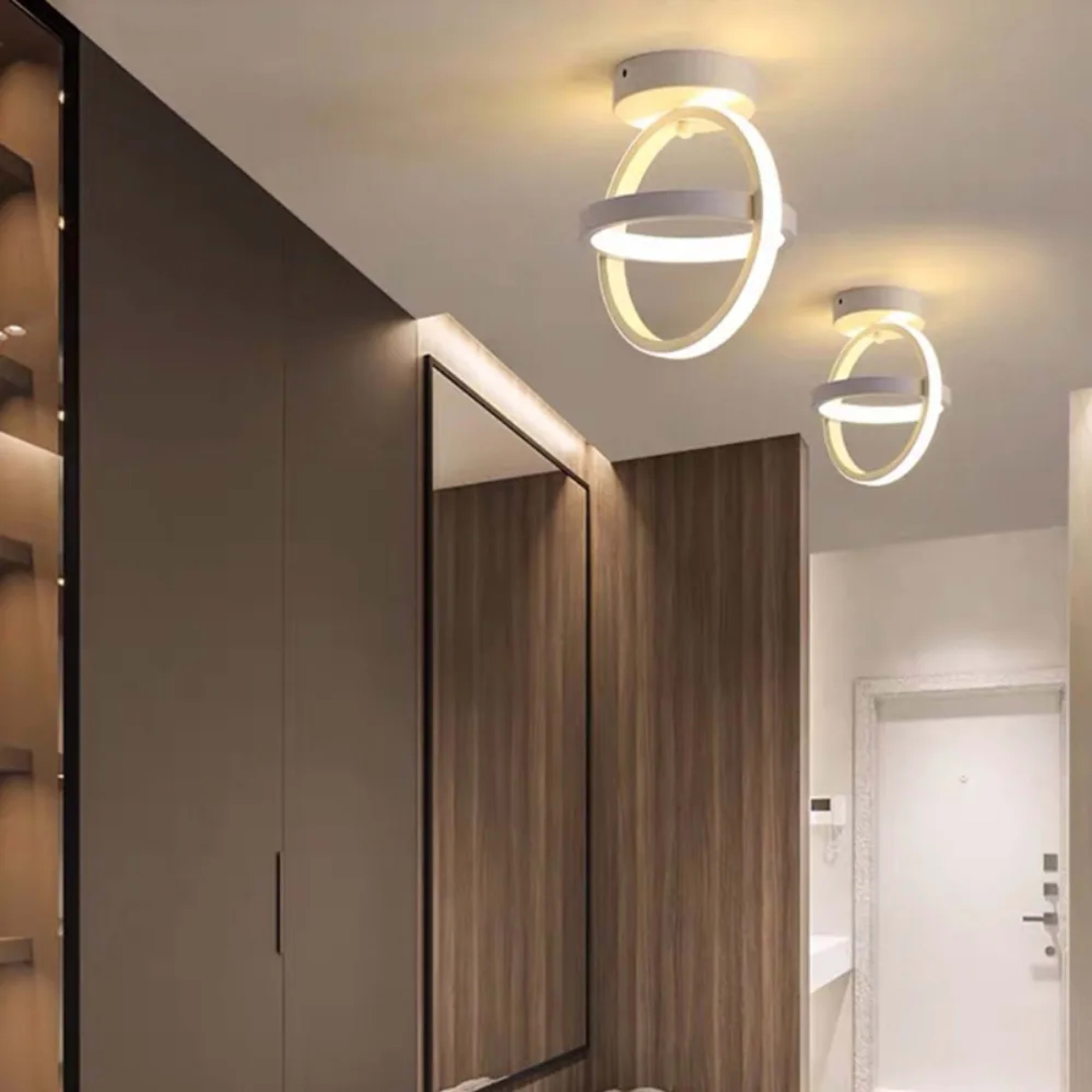 Modern LED Ceiling Light 2 Rings Creative Design Ceiling Lamp Indoor Lighting Fixtures Hallway Balcony Aisle Office Ligh 6