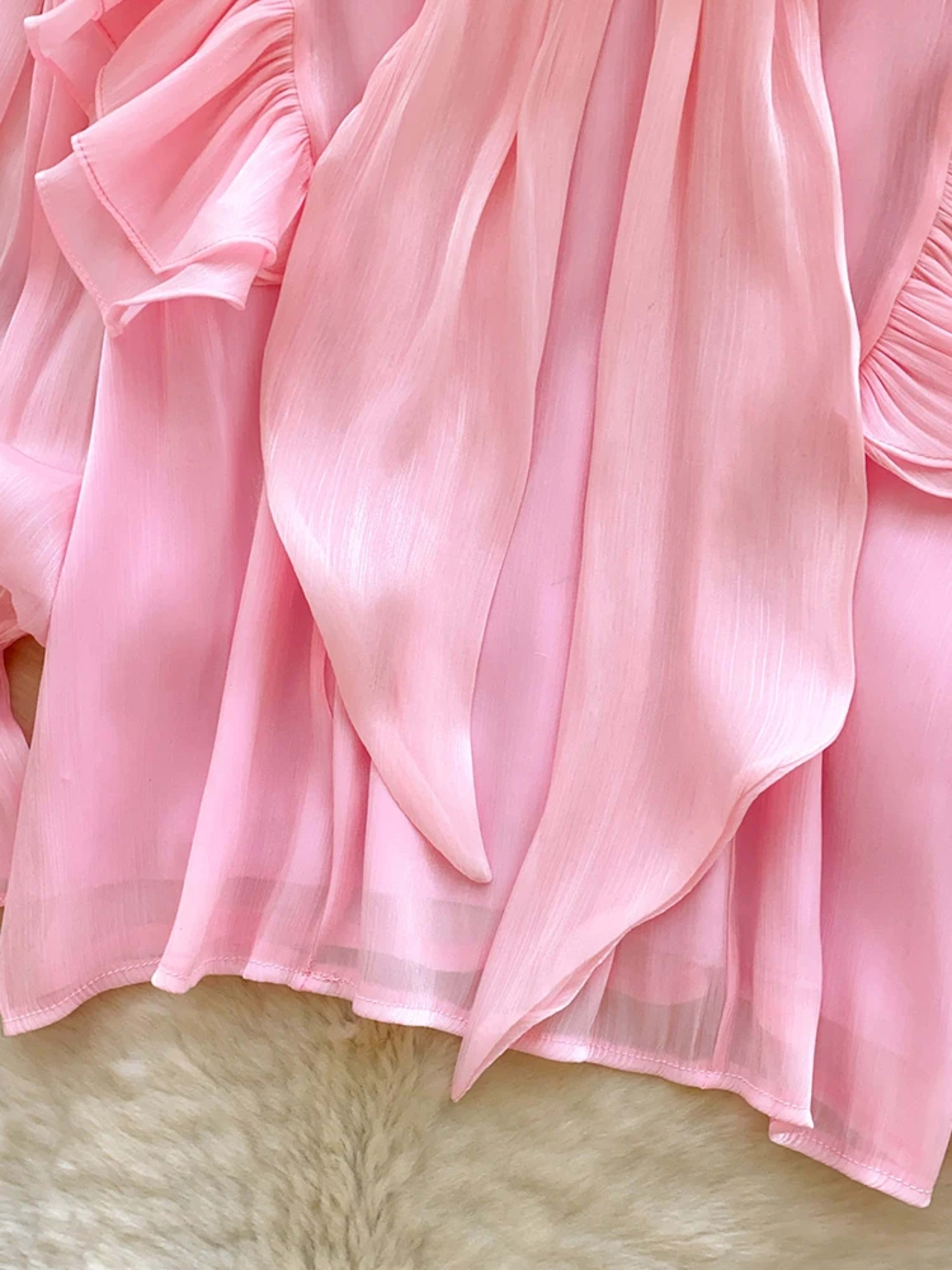 Women Blouse Elegant Bow-detailed Chiffon Blouse Ruffle Hem Featuring Lightweight Layering Piece Spring Summer Blusa Top 6