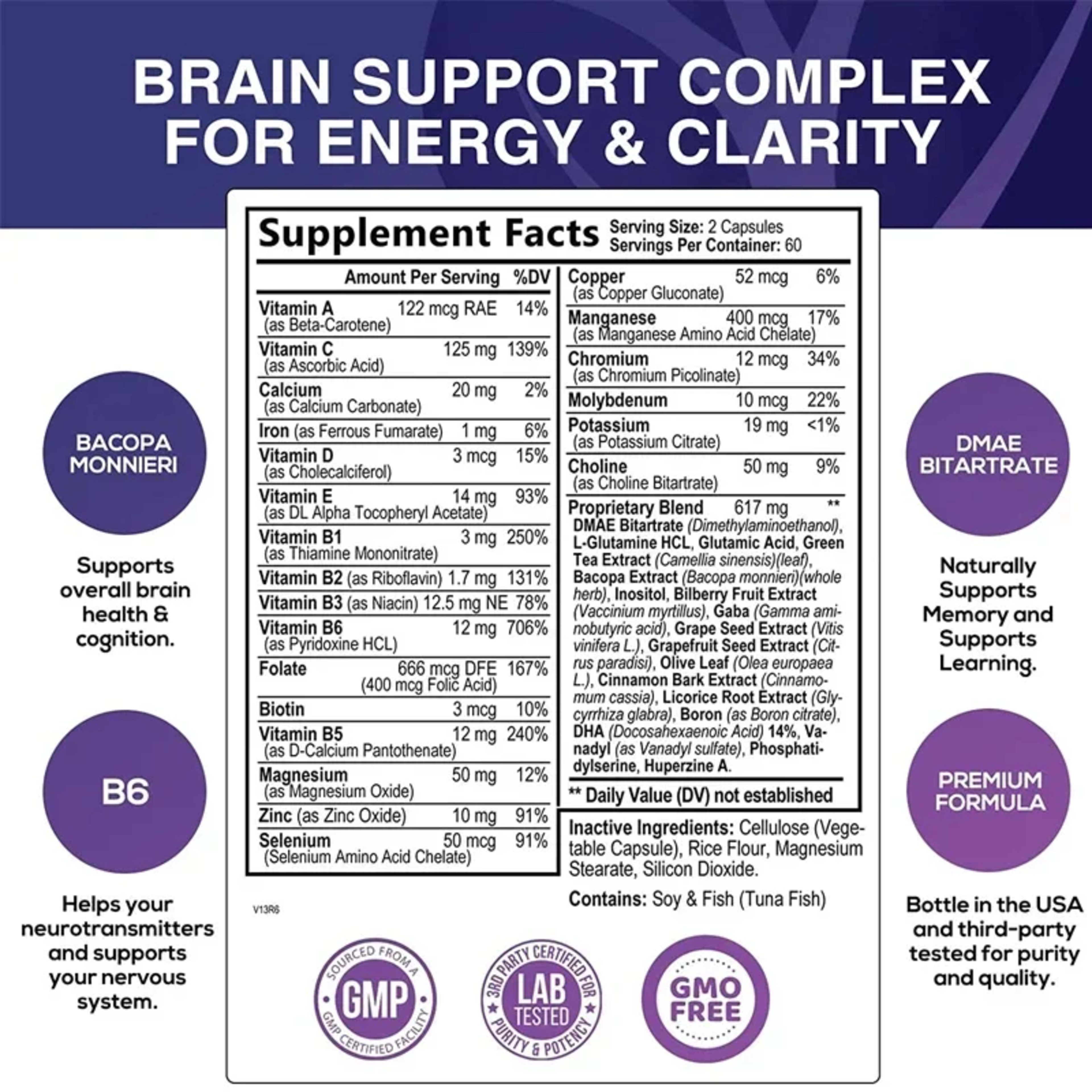 Brain Supplement - Contains B Vitamins To Support Brain Health, Improve Cognitive Function, and Enhance Memory and Conce 2
