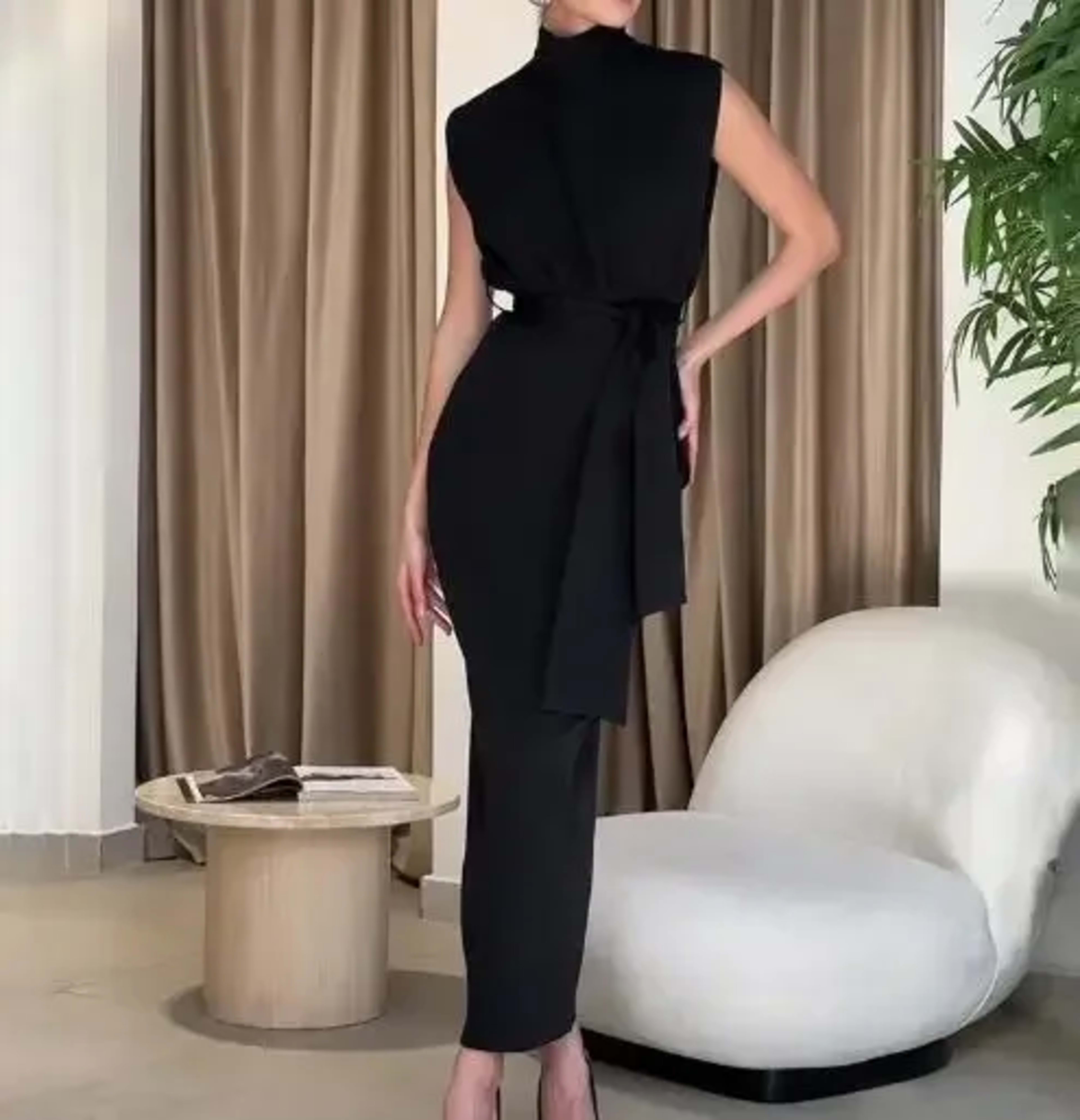 Women's Dresses Temperament Commuting Daily Clothes Fashion Round Neck Sleeveless Zipper Slimming Waist Split Dress Wome 5
