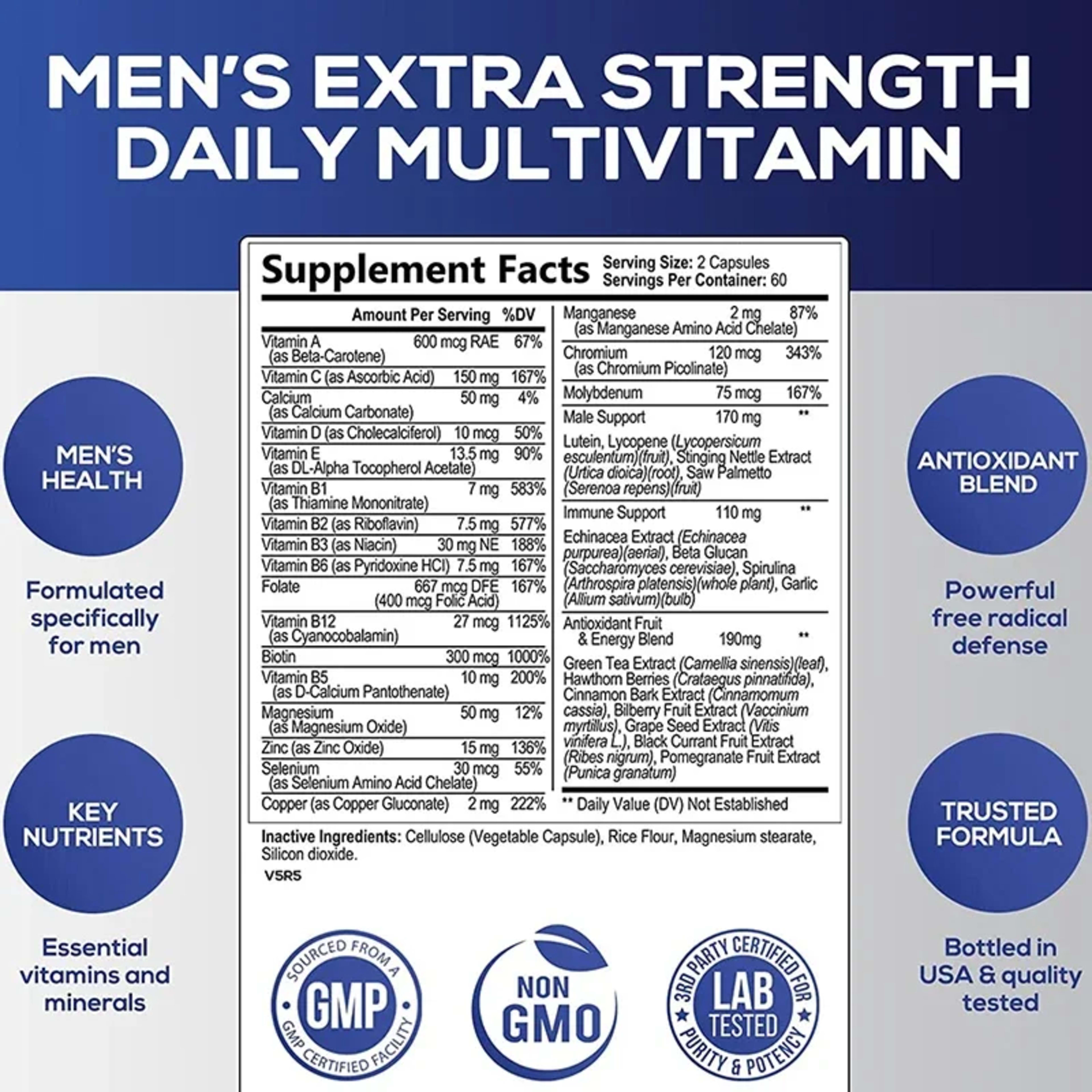 Men's Multivitamin Supplement - Enhance Immunity, Boost Energy and Endurance, Promote Overall Health 2
