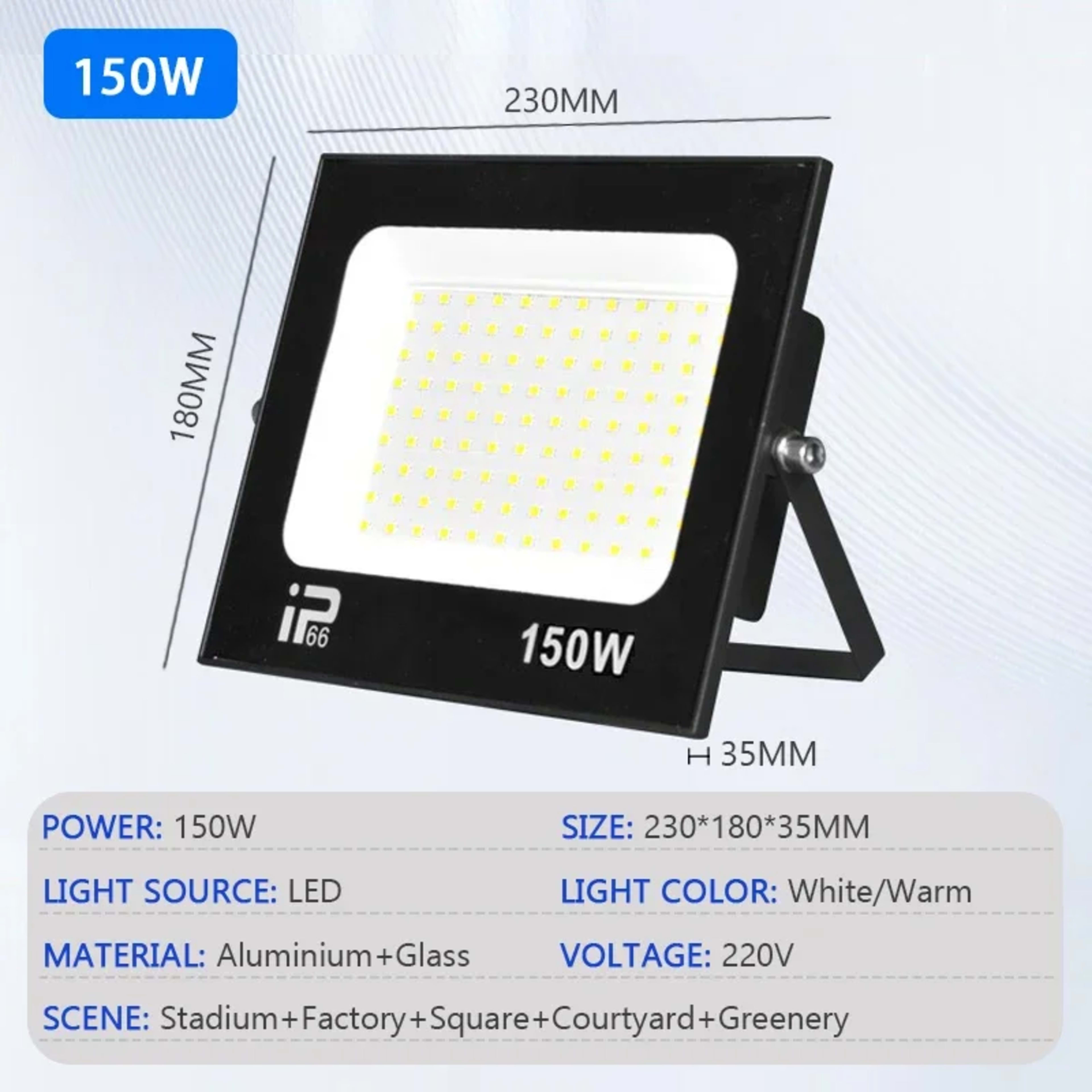 LED Floodlight Outdoor IP66 Waterproof Path Light Spotlight 10W 20W 30W 50W 100W 200W Outdoor Garden Porch Courtyard Lam 10
