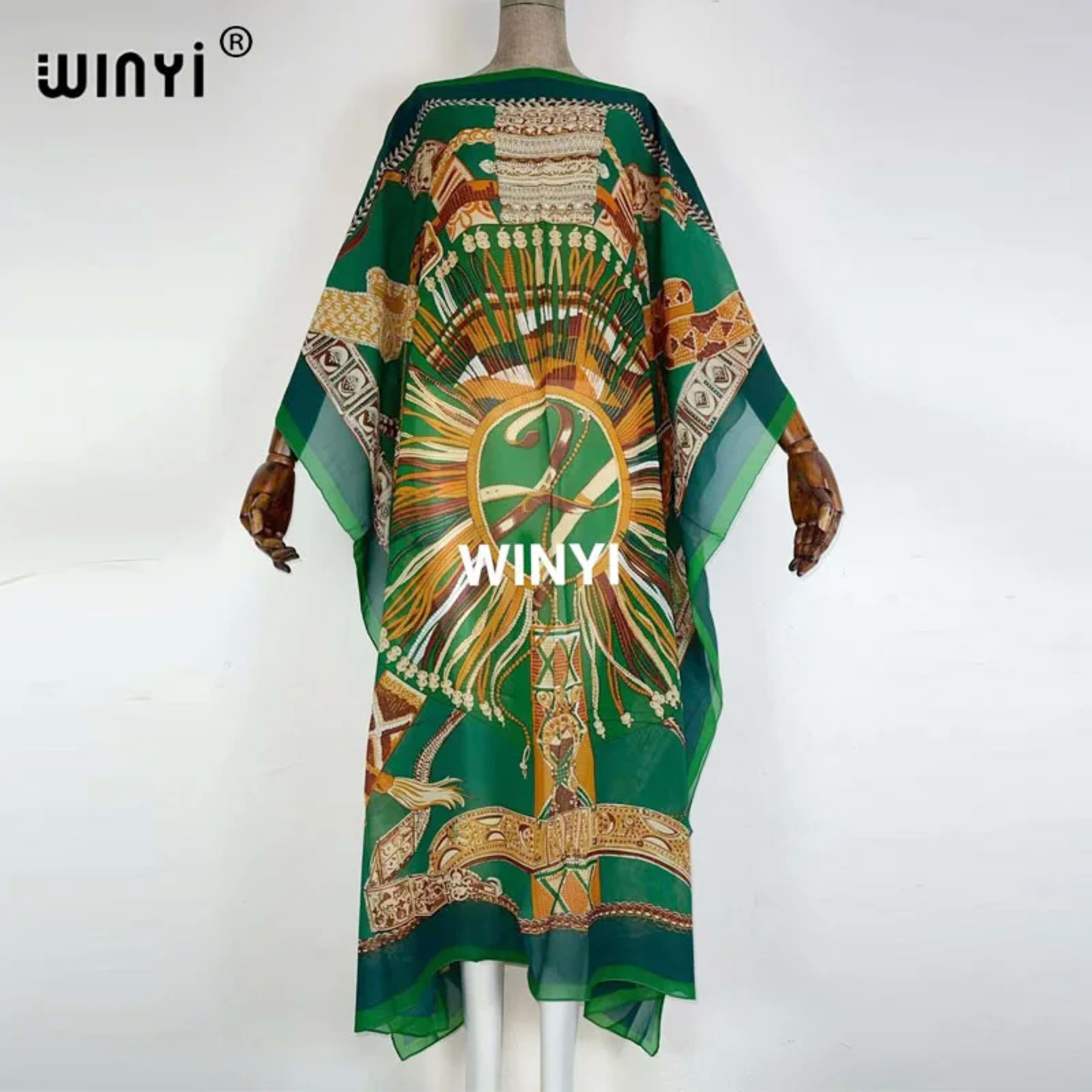 Printed Dresses For Women 2021 Fashion Design Loose Dress Batwing Maxi Long Femme Vestidos Summer Autumn Party Elegant D