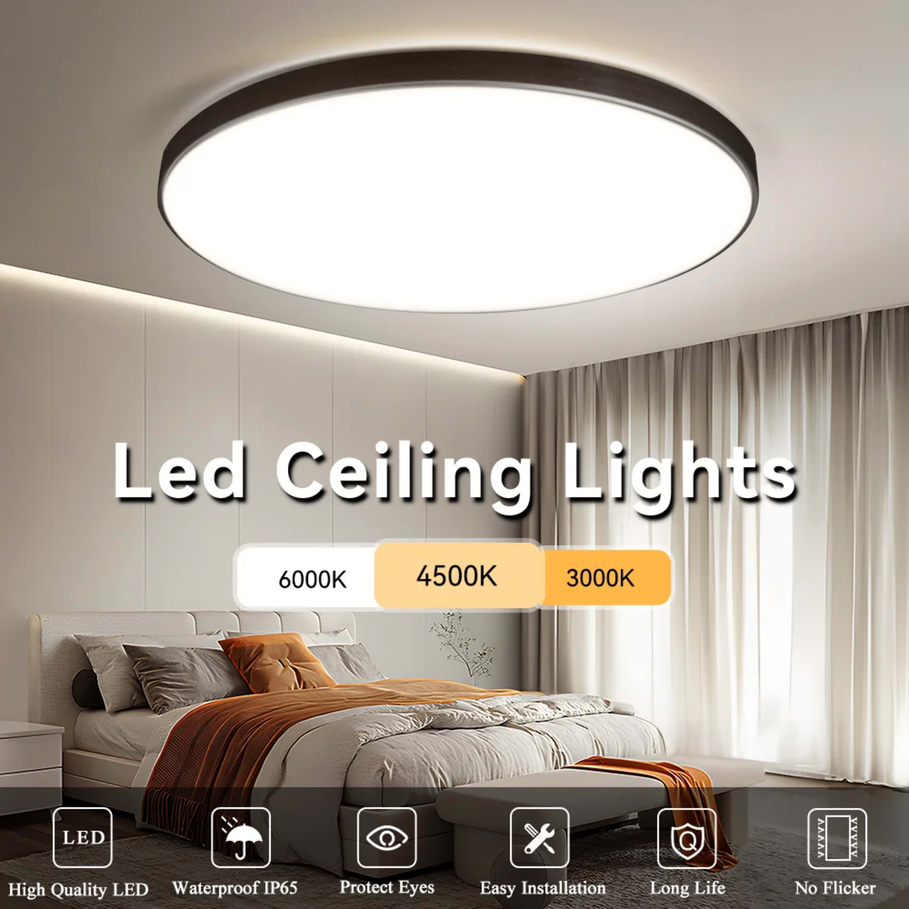 Modern Led Ceiling Light Fixture Ceiling Lamp 30W 18W IP65 Waterproof Modest Ceiling Lamps For Bedroom Kitchen Living Ro 1