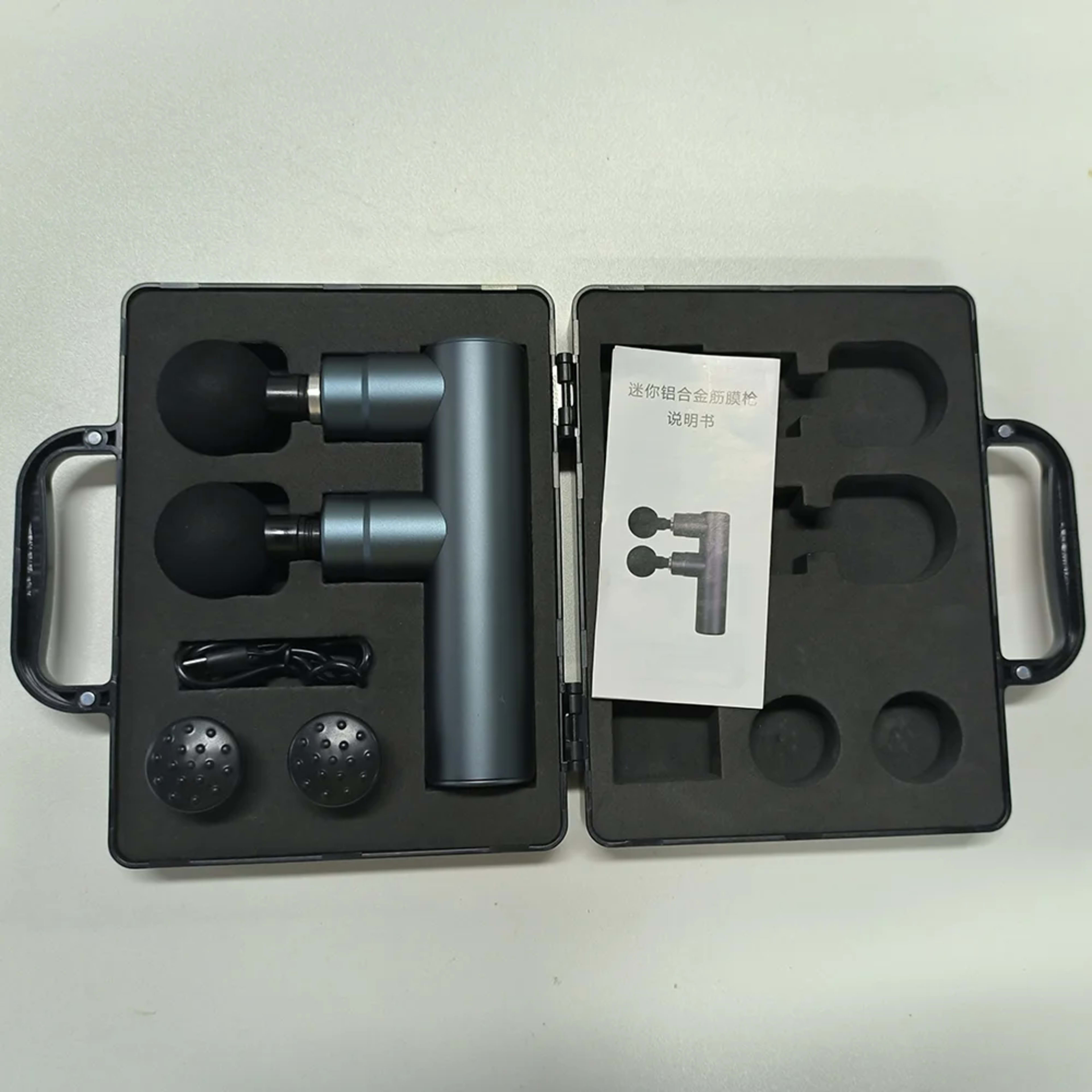 Muscle Electric Massage Gun USB Charging High Frequency Double Head Body Relax Portable Massage Gun with Bag for Sports 