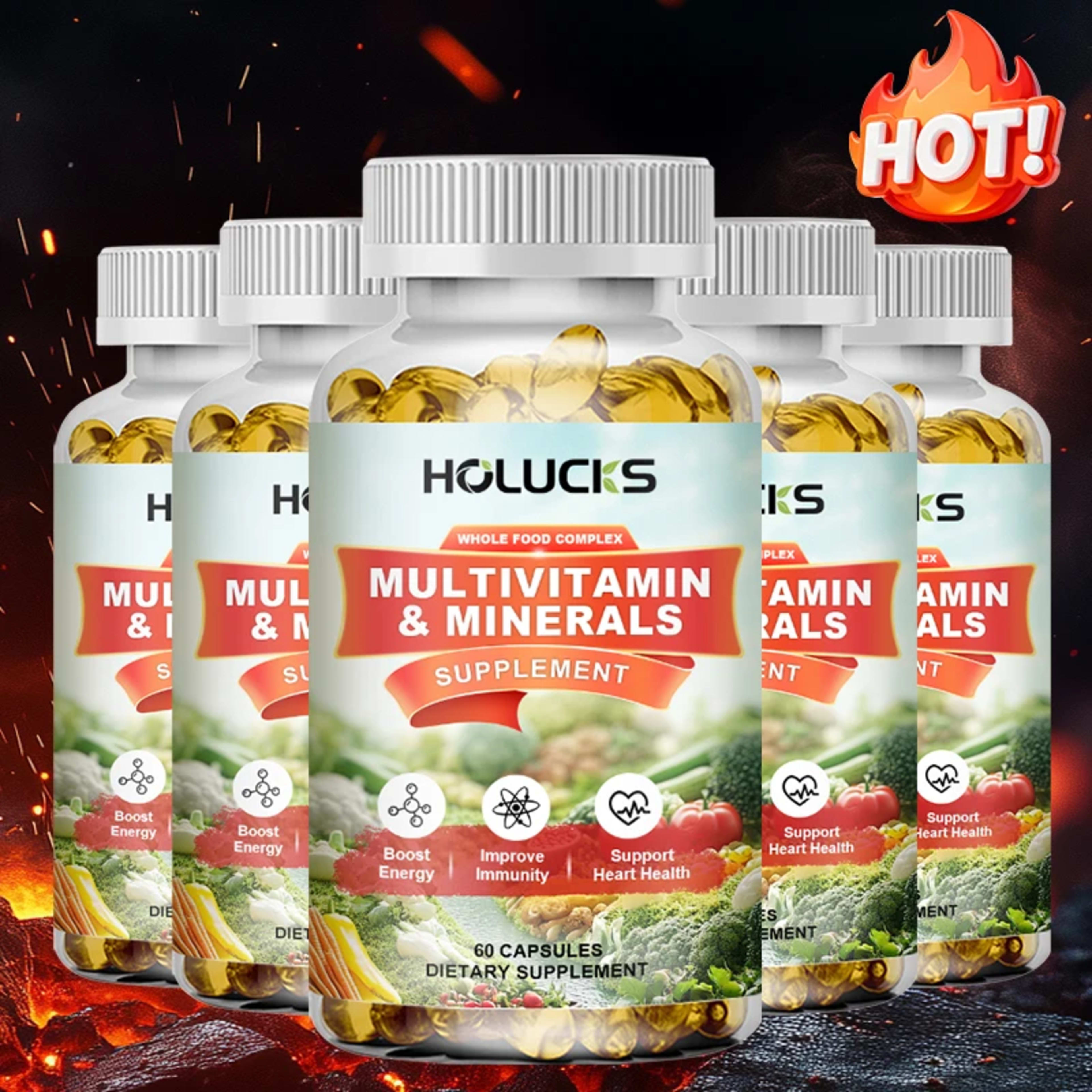 Whole Food Multivitamin Supplement, with Chelated Minerals, Supports Digestion, Skin Health & Antioxidant Defense for Ad 1